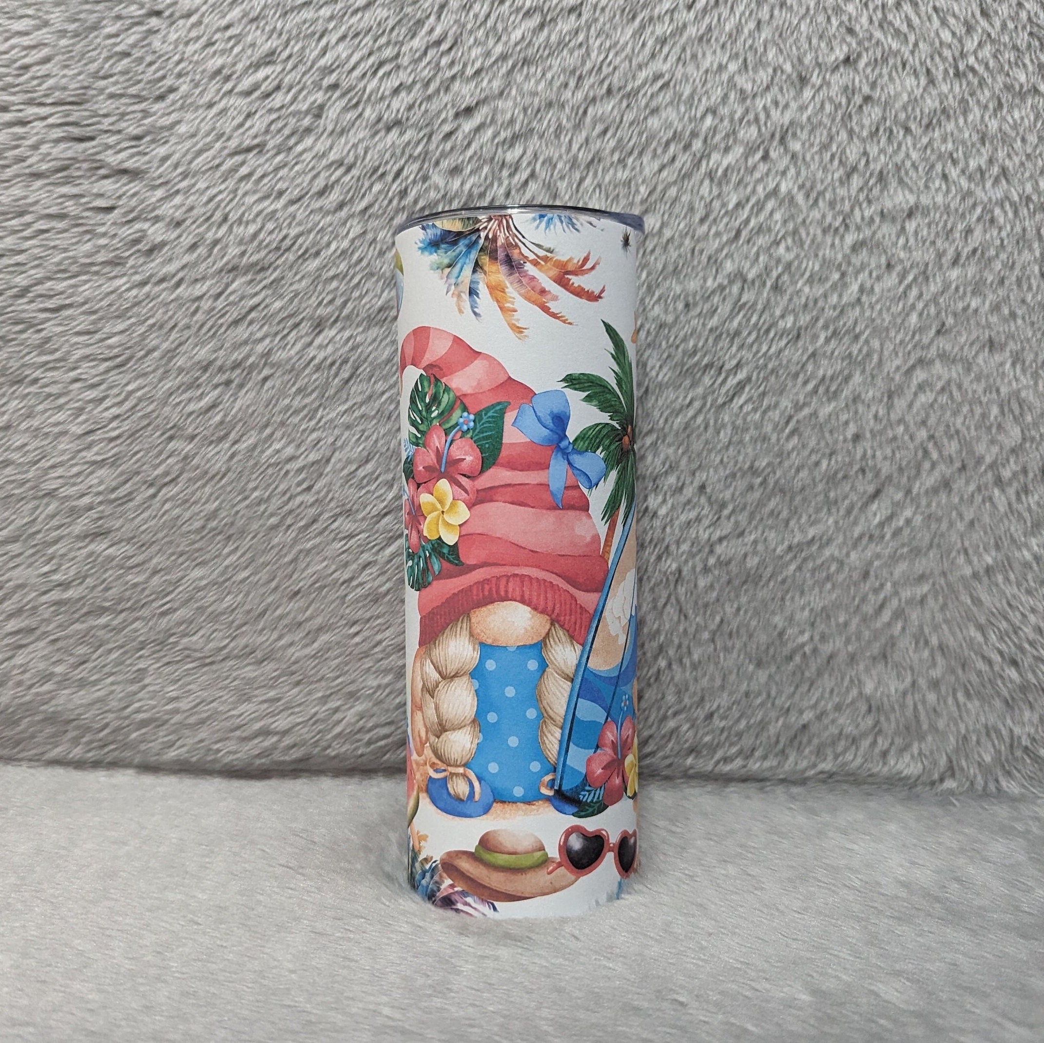Beach Gnome Tumbler 20oz With Reusable Straw, Can Be Personalized
