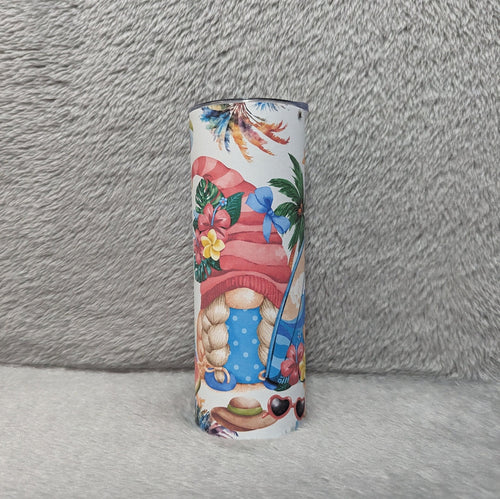 Beach Gnome Tumbler 20oz With Reusable Straw, Can Be Personalized