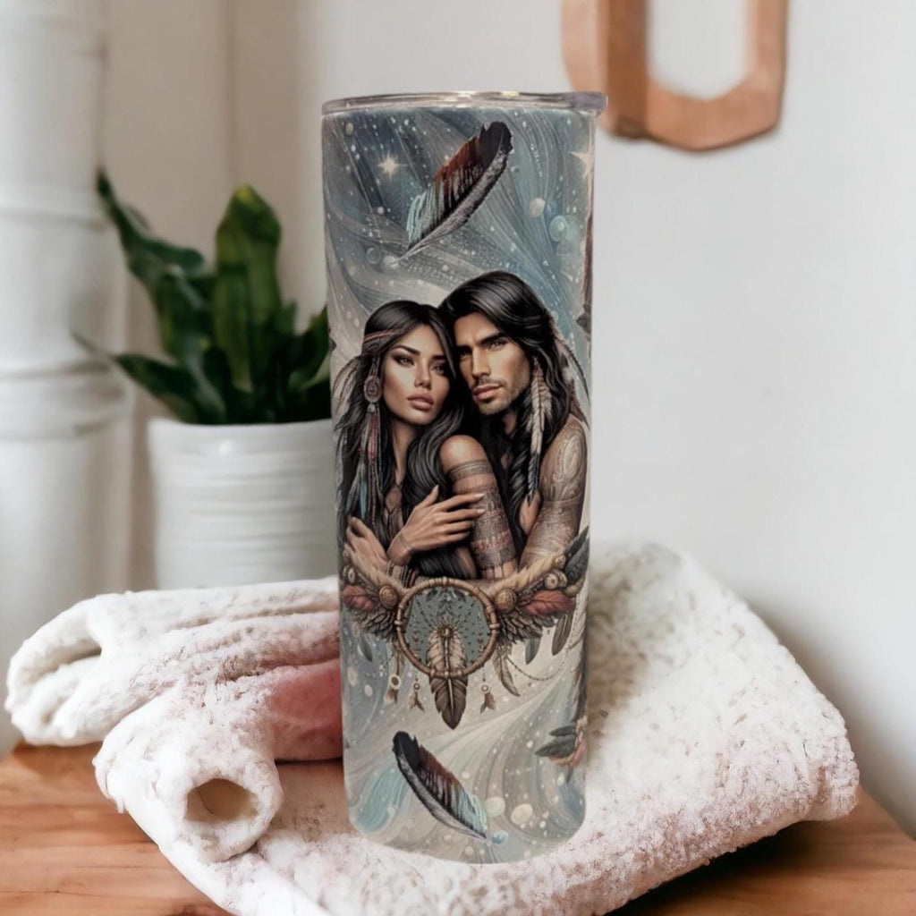 Native American Indian Tumbler 20oz With Reusable Straw