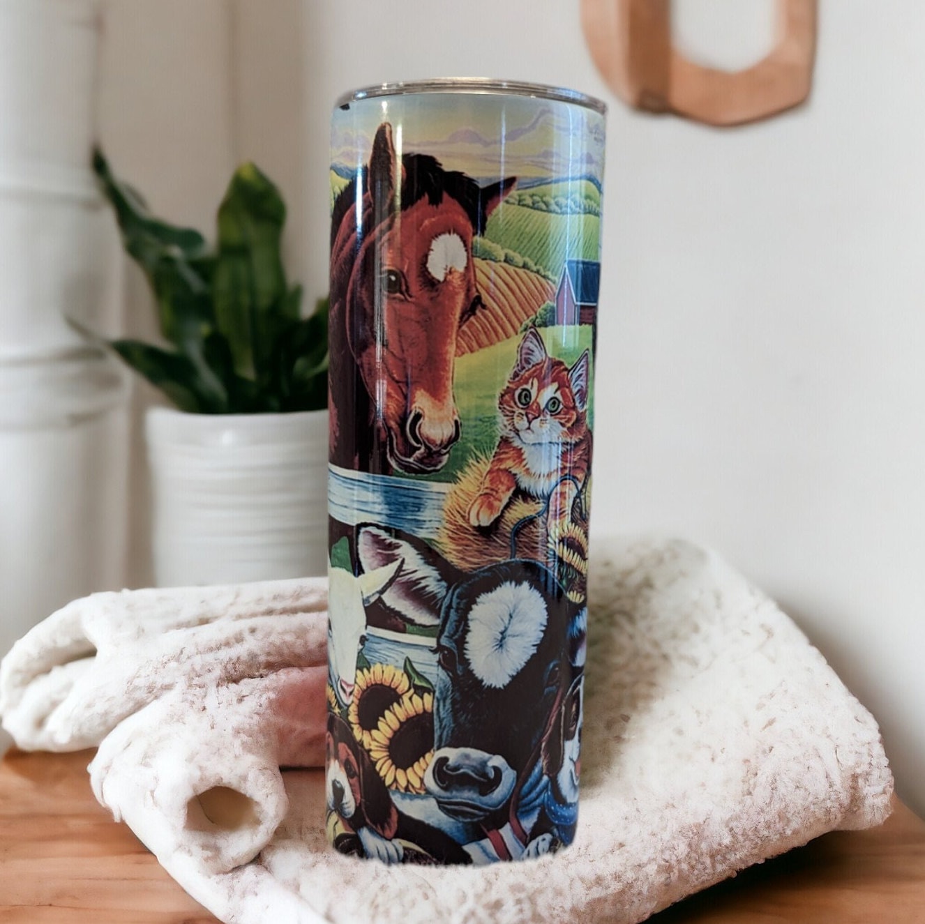 Farm Animals Tumbler 20oz With Reusable Straw, Can Be Personalized