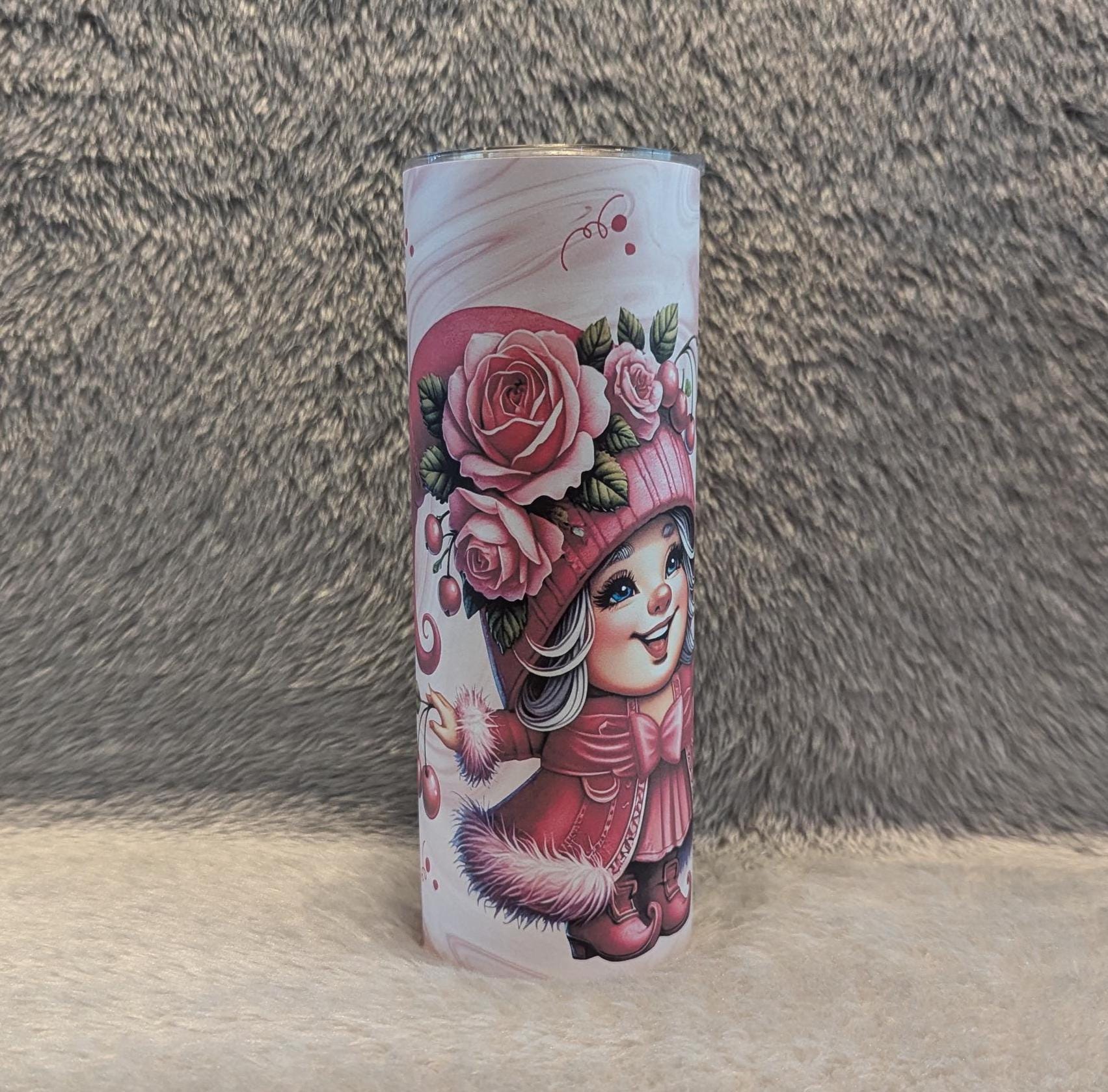 Wine Girl Gnome Tumbler 20oz With Reusable Straw, Can Be Personalized
