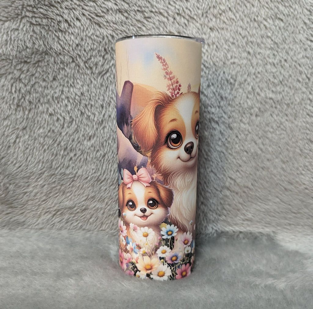 Puppy Tumbler 20oz With Reusable Straw, Can Be Personalized