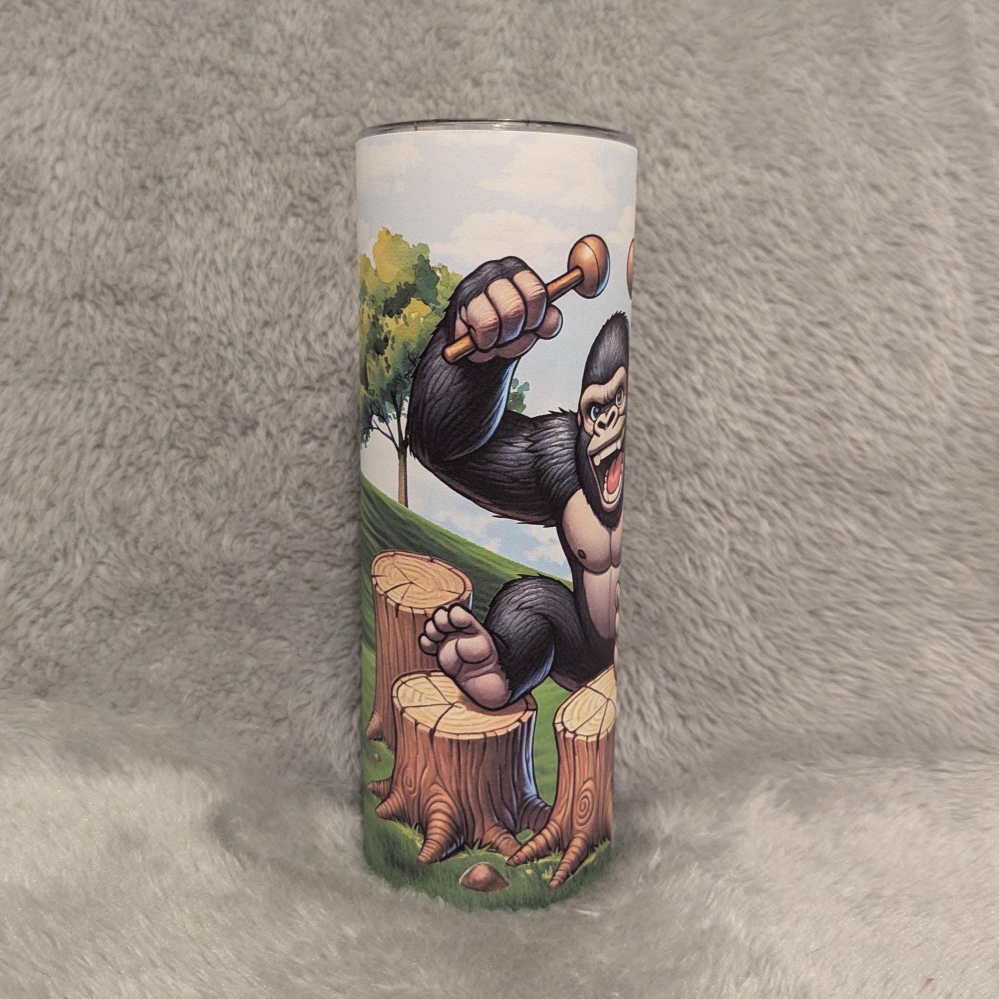 Fun Gorilla Tumbler 20oz With Reusable Straw, Can Be Personalized