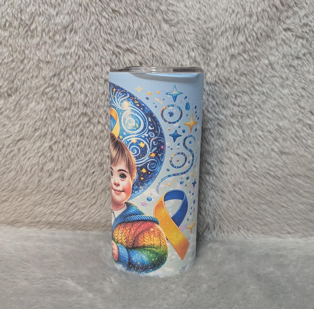 Kids Down Syndrome Awareness Tumbler 15oz With Reusable Straw, Can Be Personalized