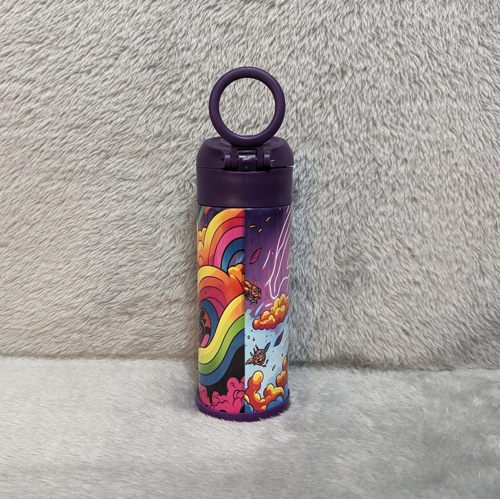 Kids Colorful Tiger Water Bottle 12oz With Reusable Straw Can Be Personalized