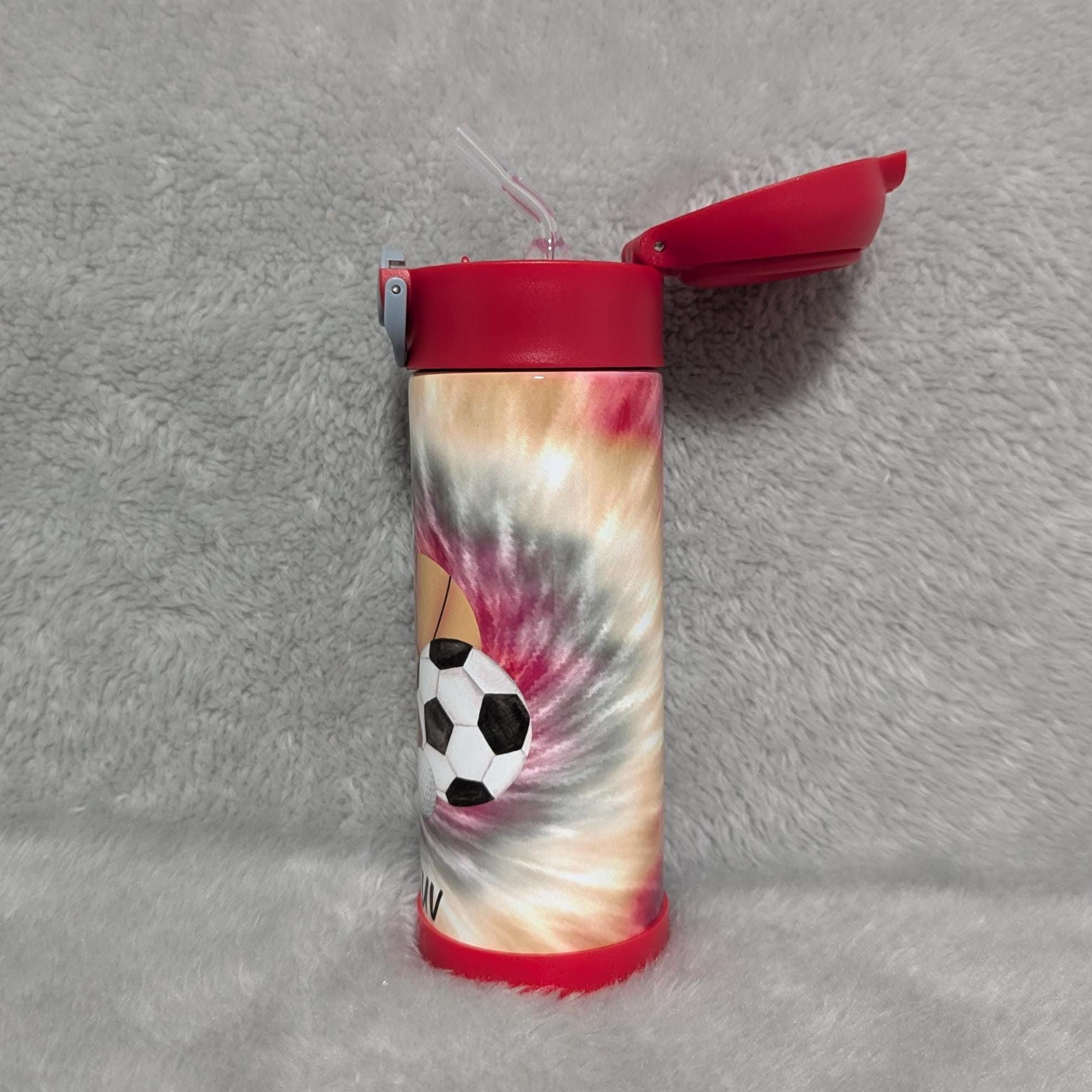 Kids Sports Ball Water 12oz With A Reusable Straw Can Be Personalized