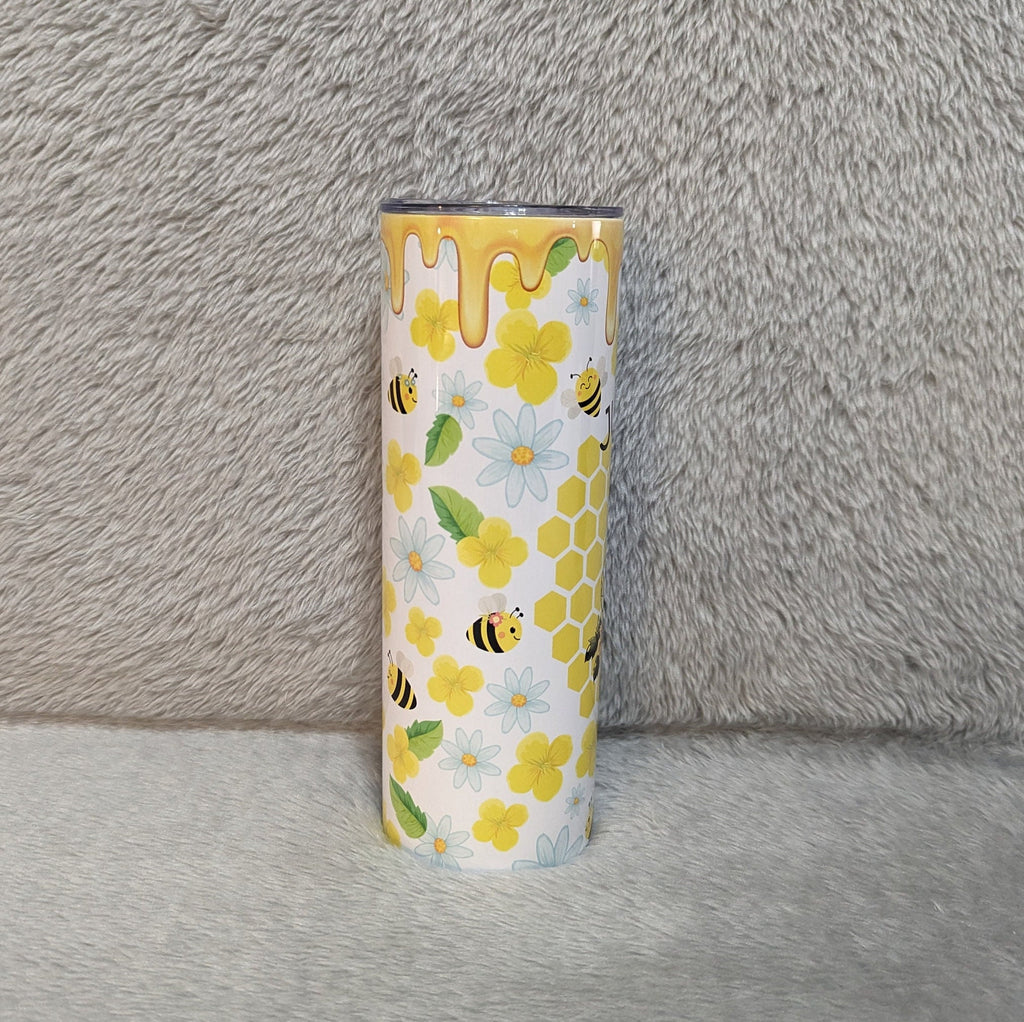 Just Bee Kind Honey Bee Gnome Tumbler 20oz With Reusable Straw, Can Be Personalized