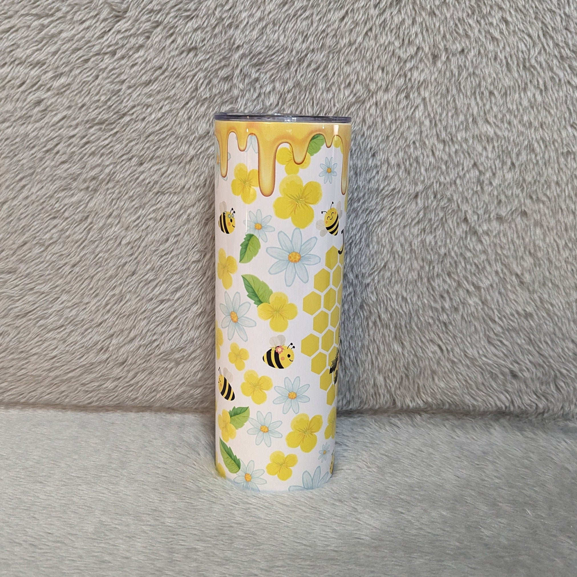 Just Bee Kind Honey Bee Gnome Tumbler 20oz With Reusable Straw, Can Be Personalized