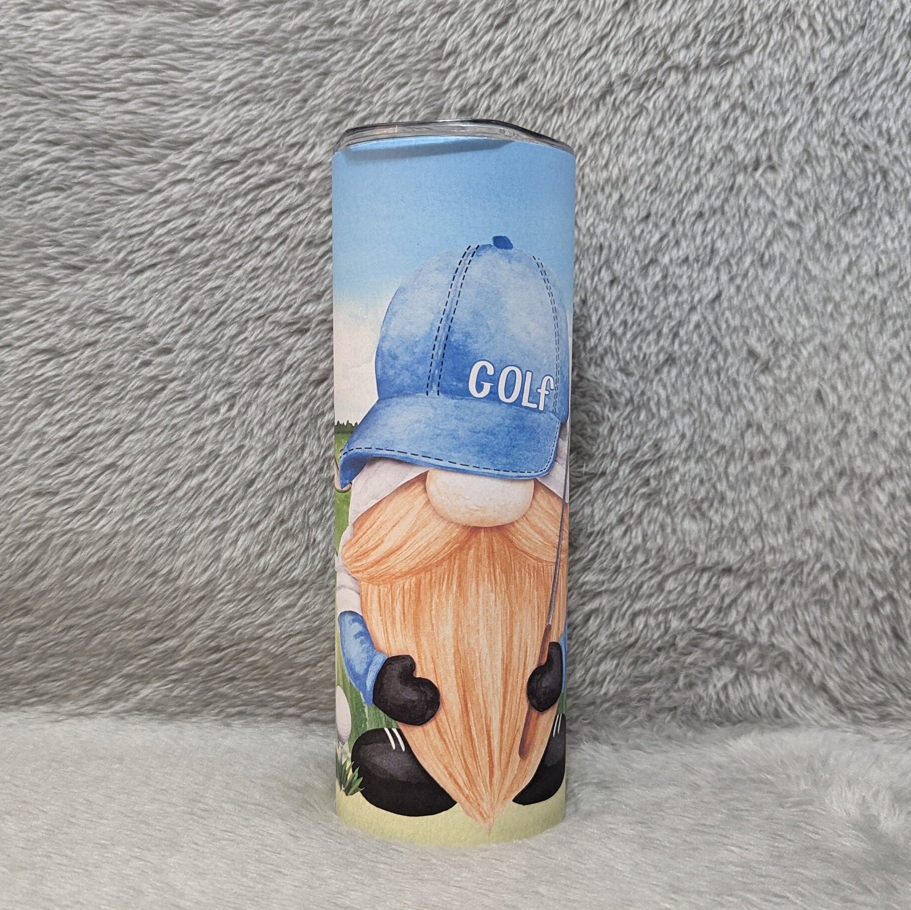 Golf Is My Therapy Gnome Tumbler 20oz With Reusable Straw