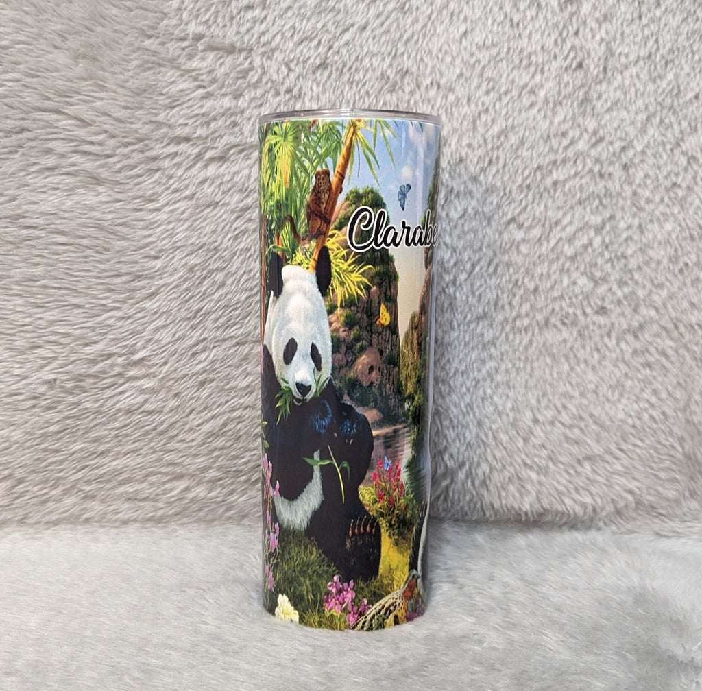 Panda Bear Tumbler 20oz With Reusable Straw, Can Be Personalized
