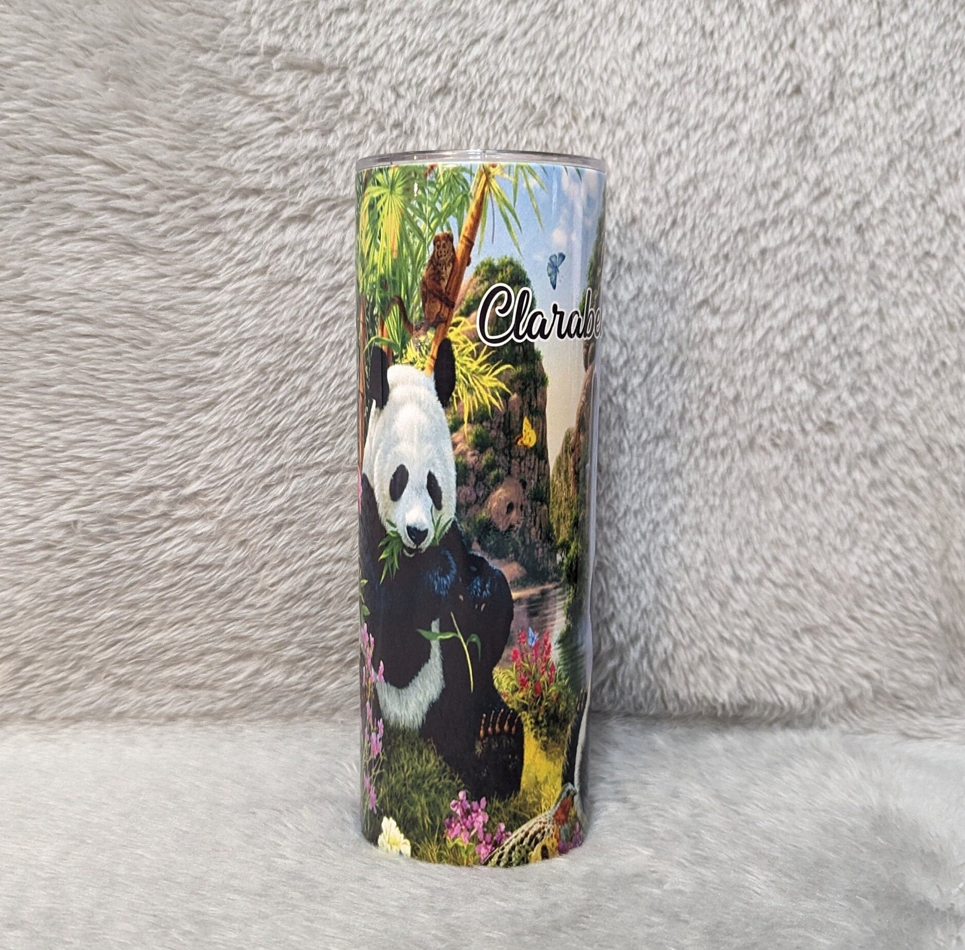 Panda Bear Tumbler 20oz With Reusable Straw, Can Be Personalized