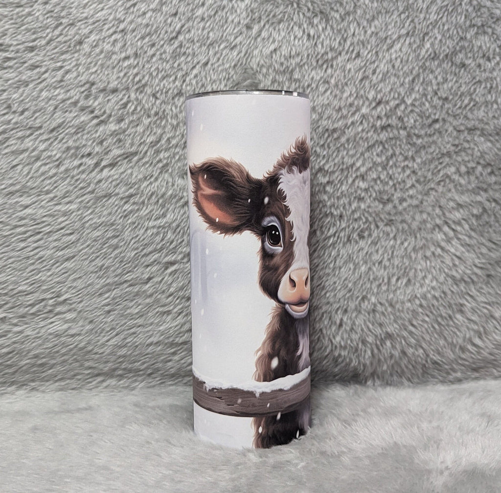 Adorable Calf Tumbler 20oz With Reusable Straw, Can Be Personalized