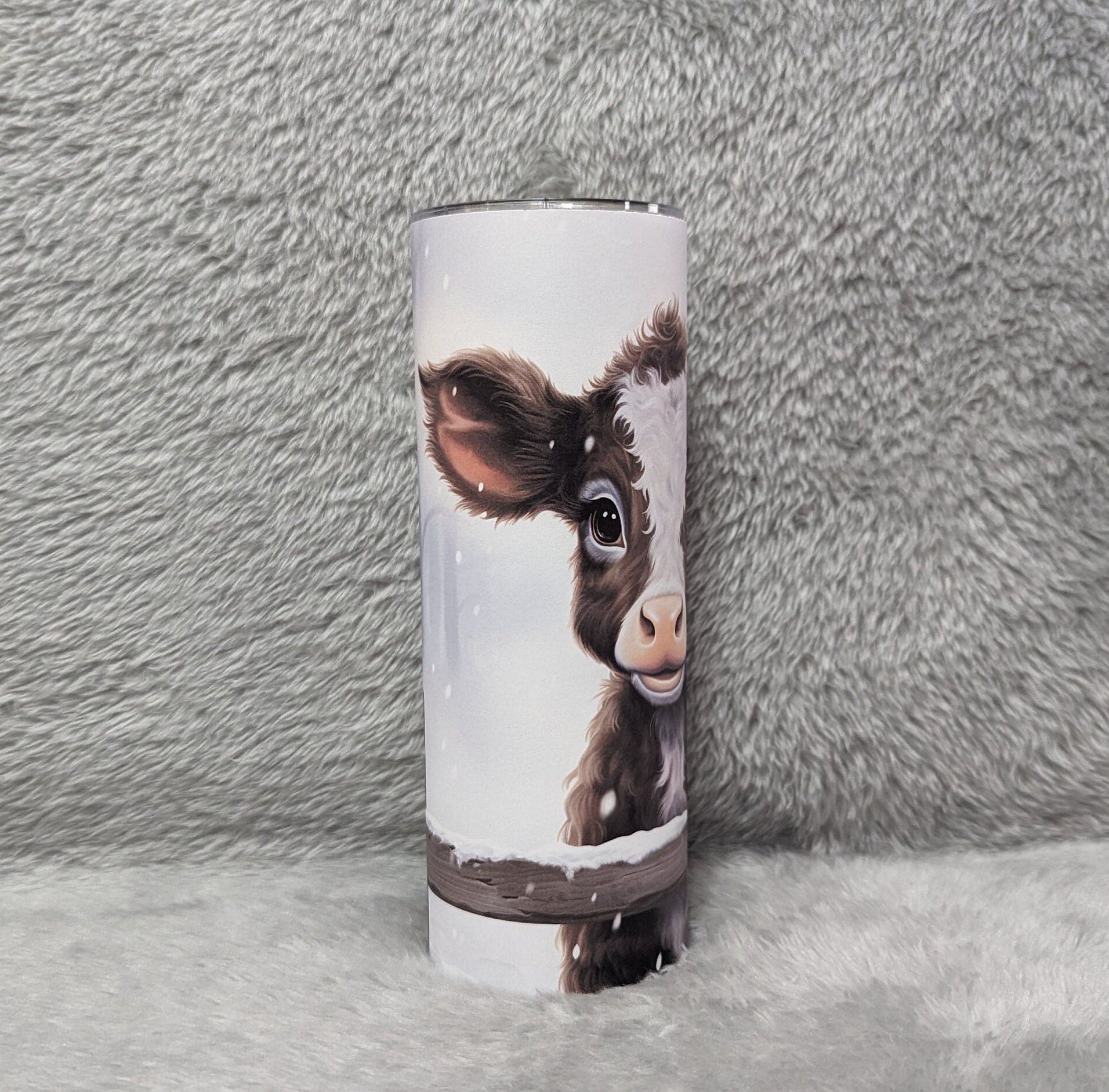 Adorable Calf Tumbler 20oz With Reusable Straw, Can Be Personalized