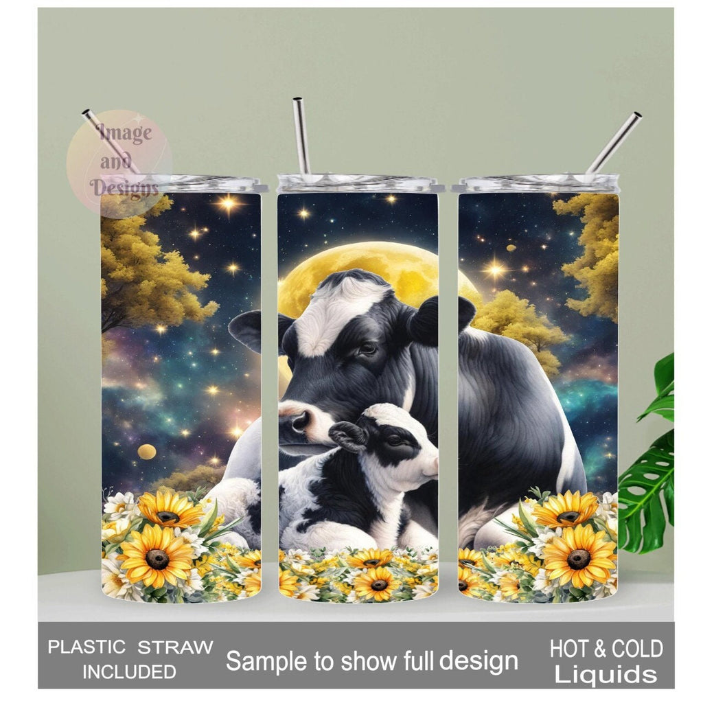 Holstein Cow Tumbler 20oz With Reusable Straw, Can Be Personalized
