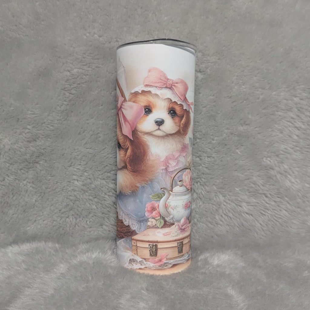 Puppy Tumbler 20oz With Reusable Straw, Can Be Personalized