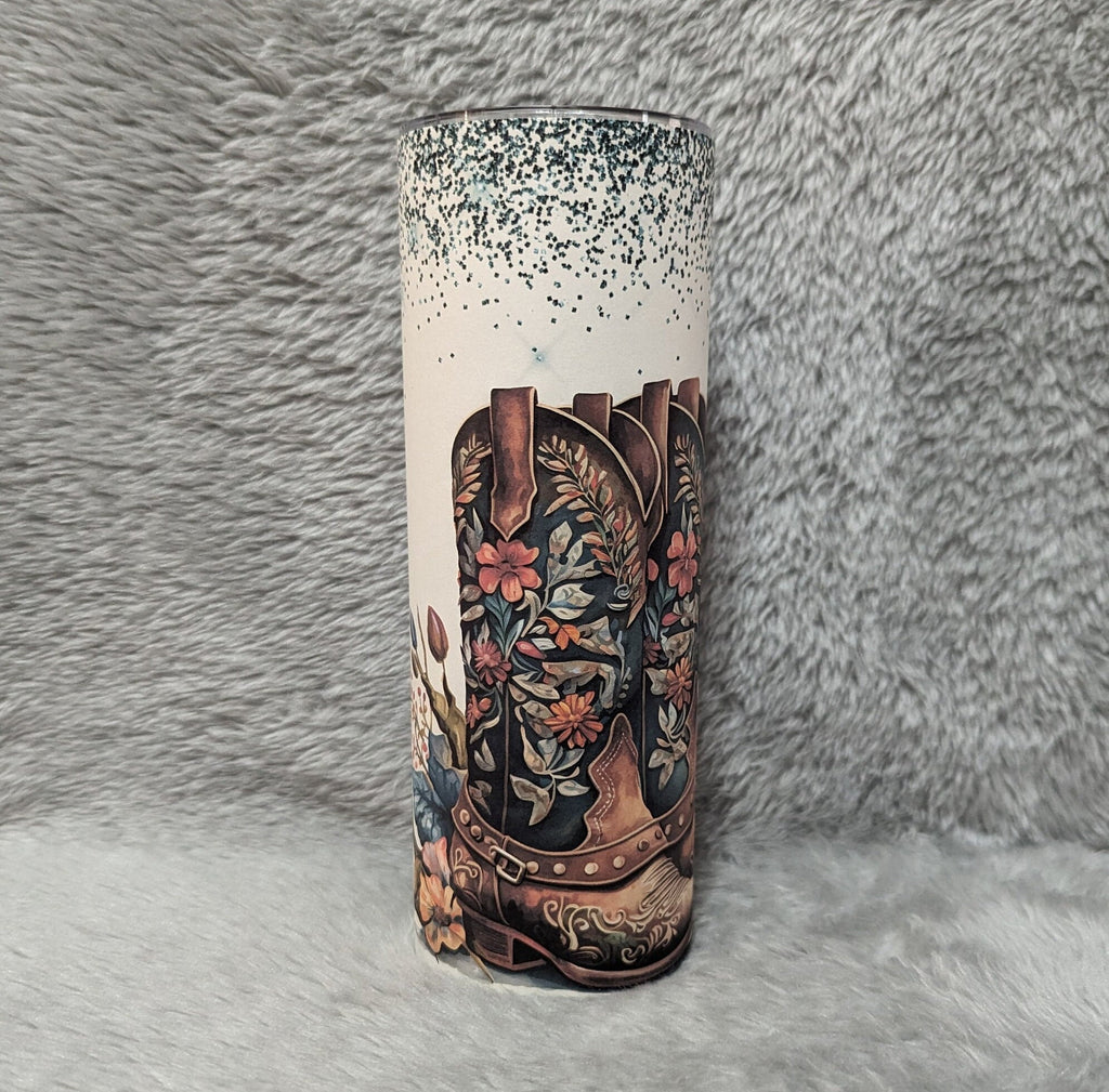 MAMA Tumbler with Cowgirl Boots and Glitter Design 20oz With Reusable Straw