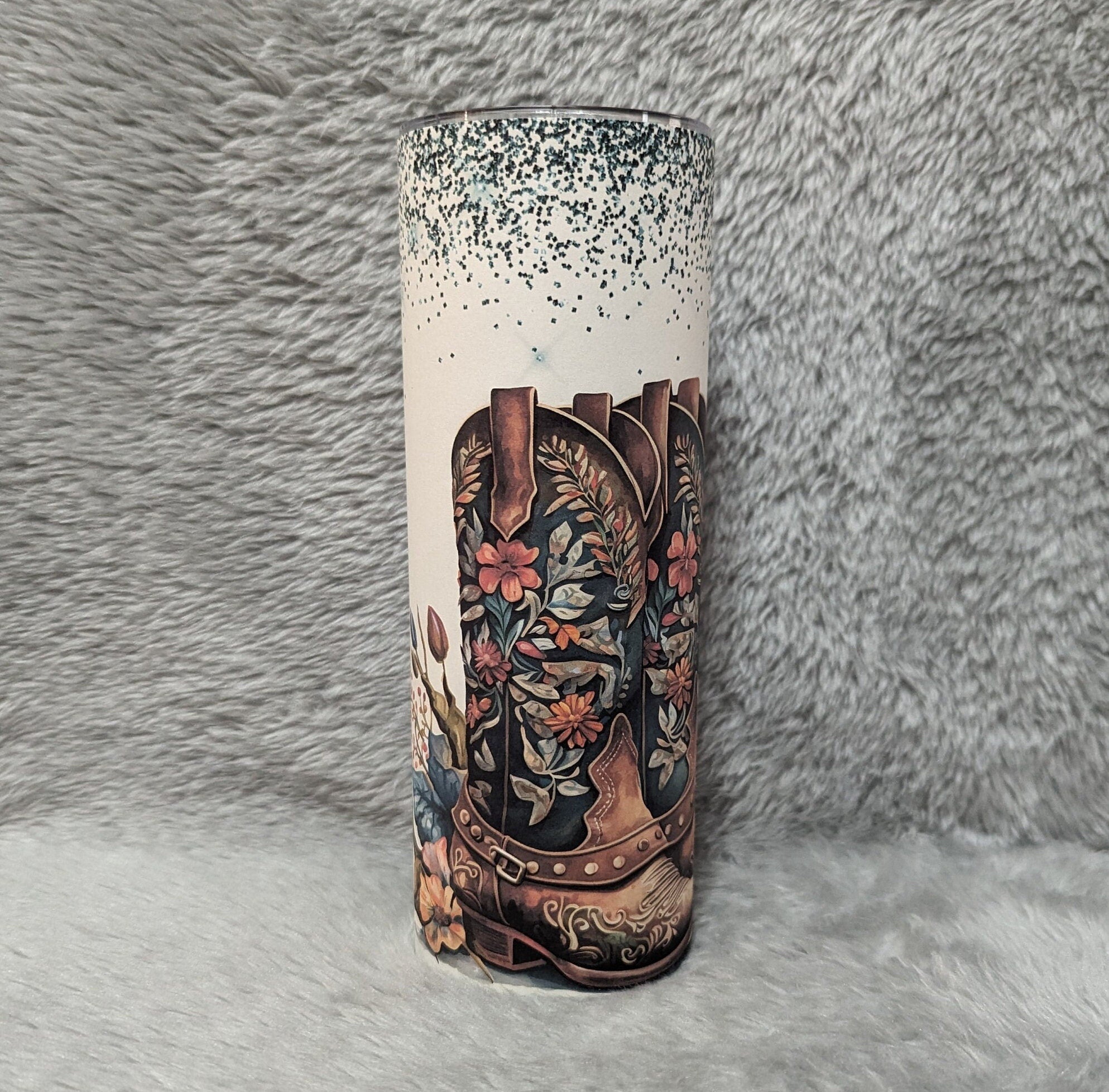 MAMA Tumbler with Cowgirl Boots and Glitter Design 20oz With Reusable Straw