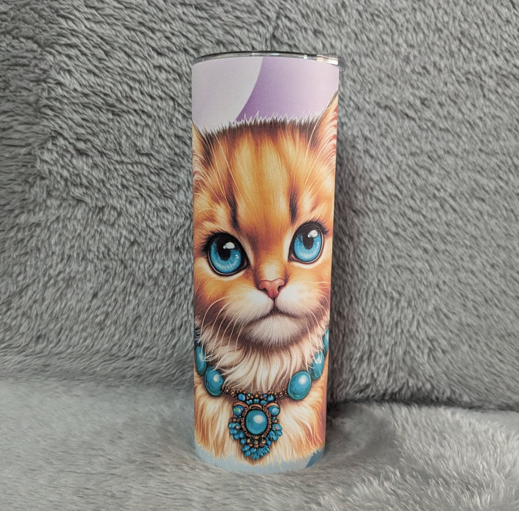 Playful Kitten Tumbler 20oz With Reusable Straw, Can Be Personalized