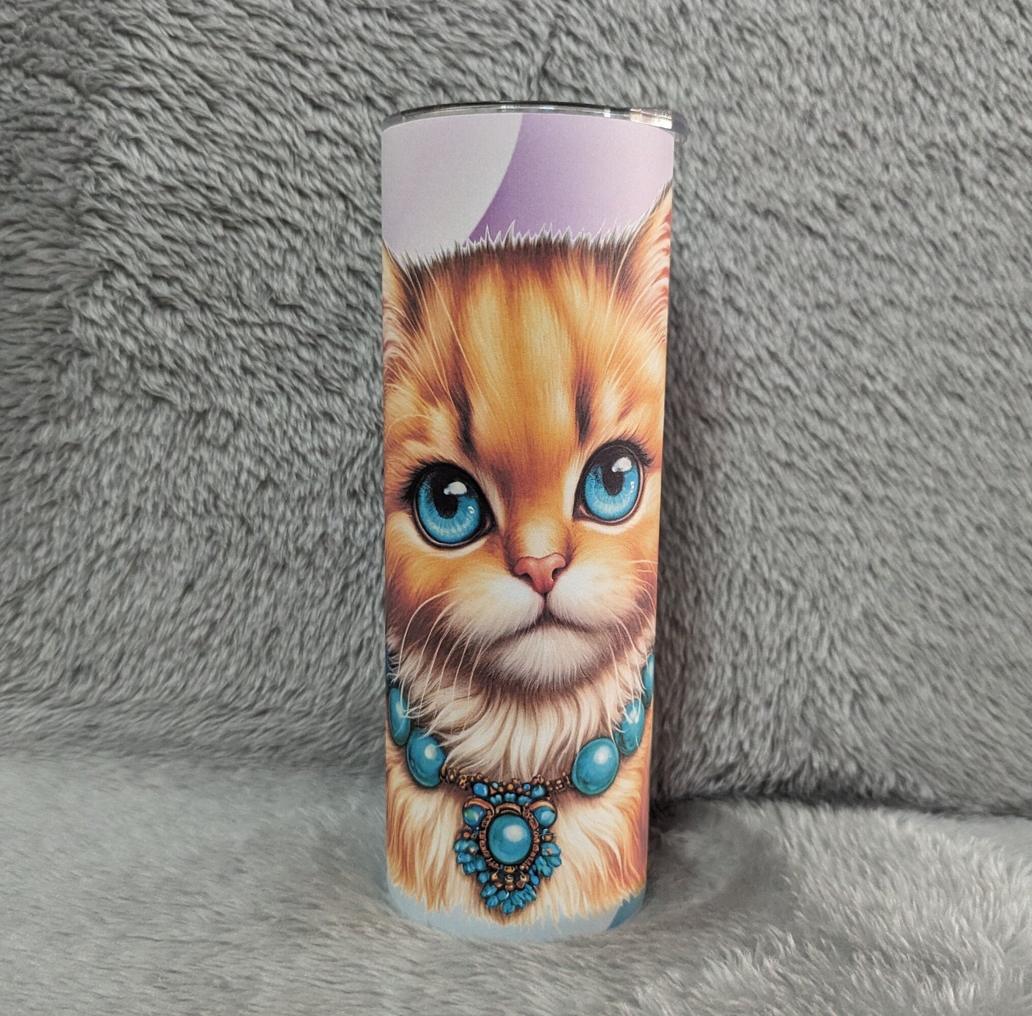 Playful Kitten Tumbler 20oz With Reusable Straw, Can Be Personalized