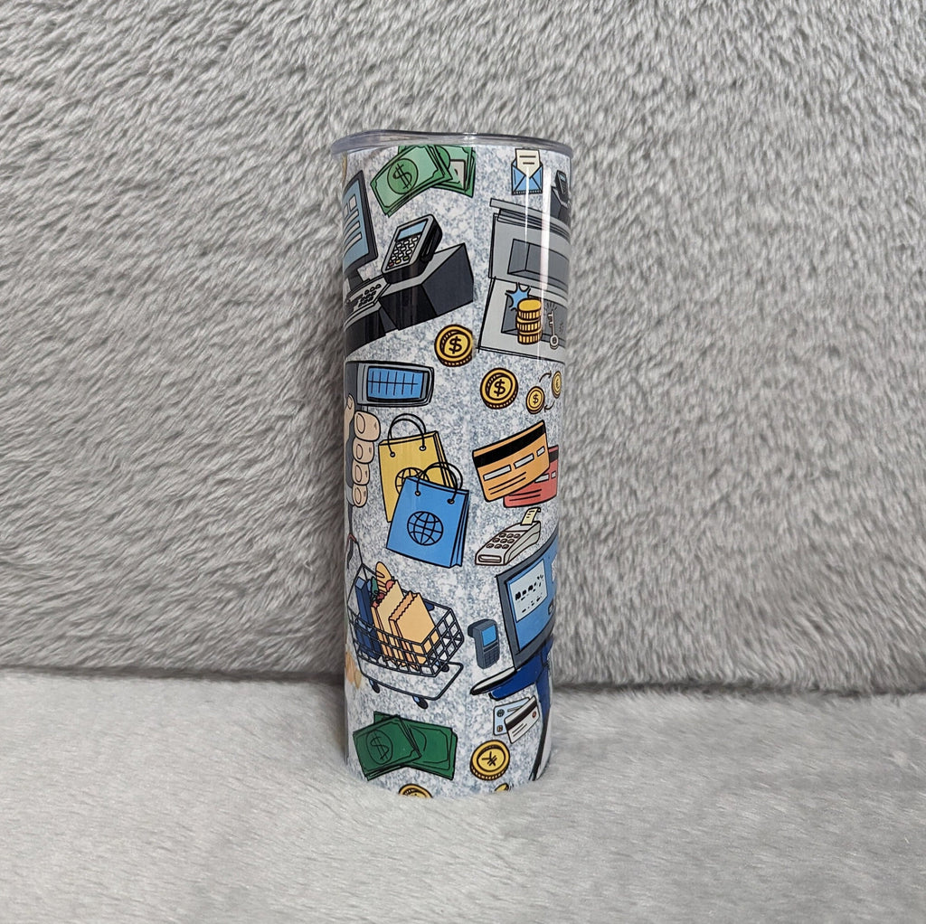 Cashier Life Tumbler 20oz With Reusable Straw, Can Be Personalized