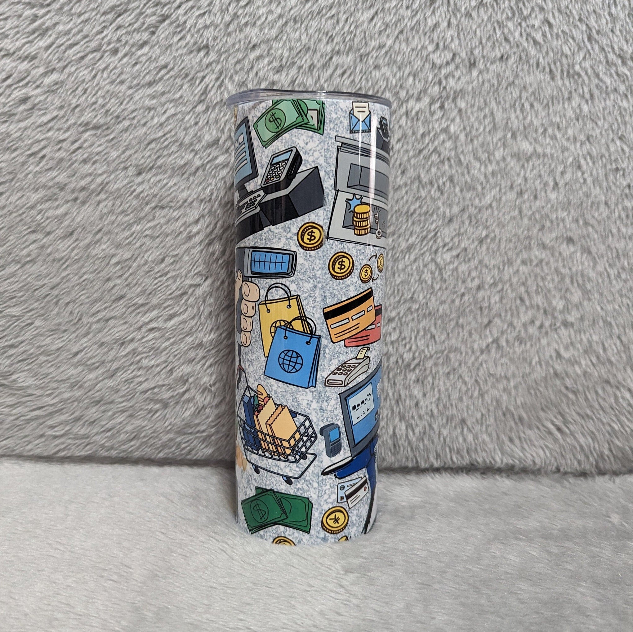 Cashier Life Tumbler 20oz With Reusable Straw, Can Be Personalized