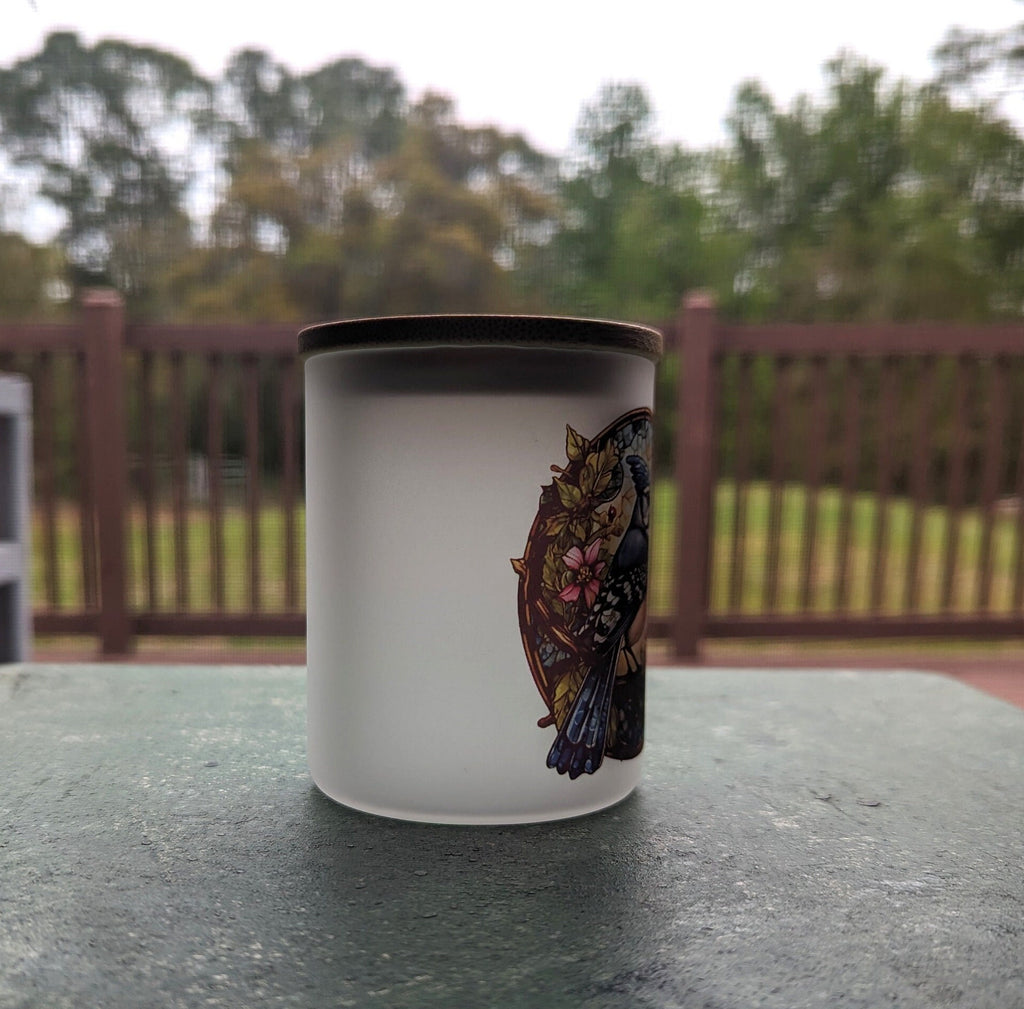 Blue Jay Candle Holder With A Battery Operated Flickering Tea Light
