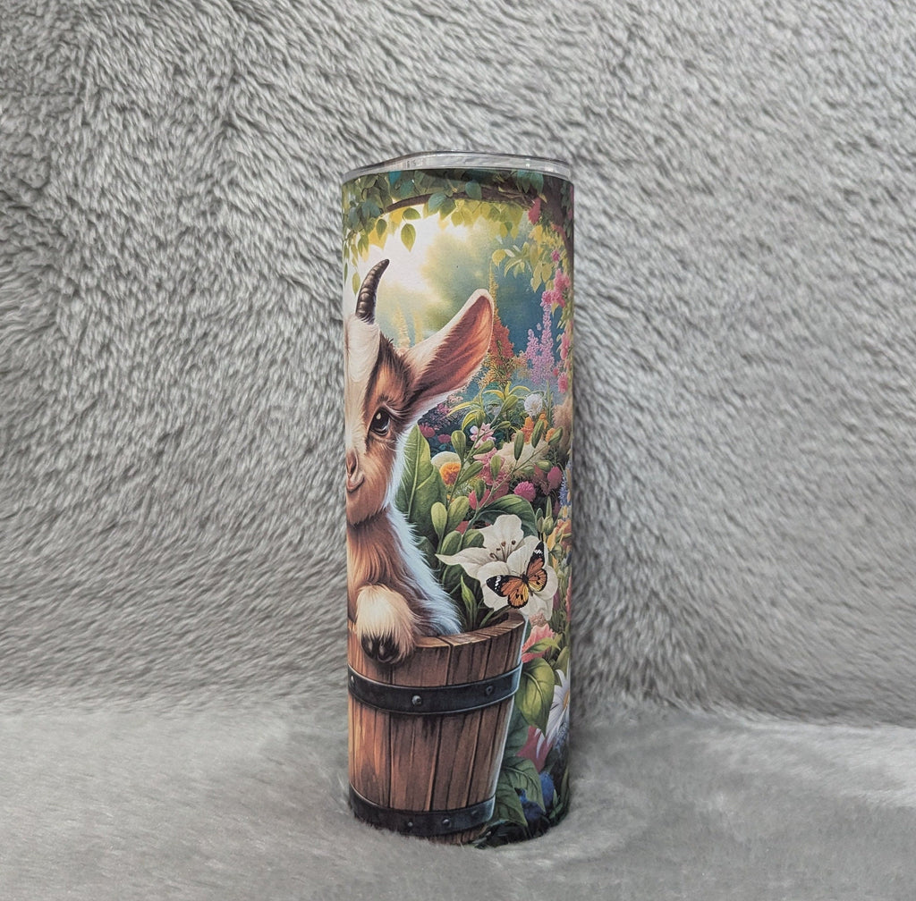 Cute Goat Tumbler 20oz With Reusable Straw, Can Be Personalized