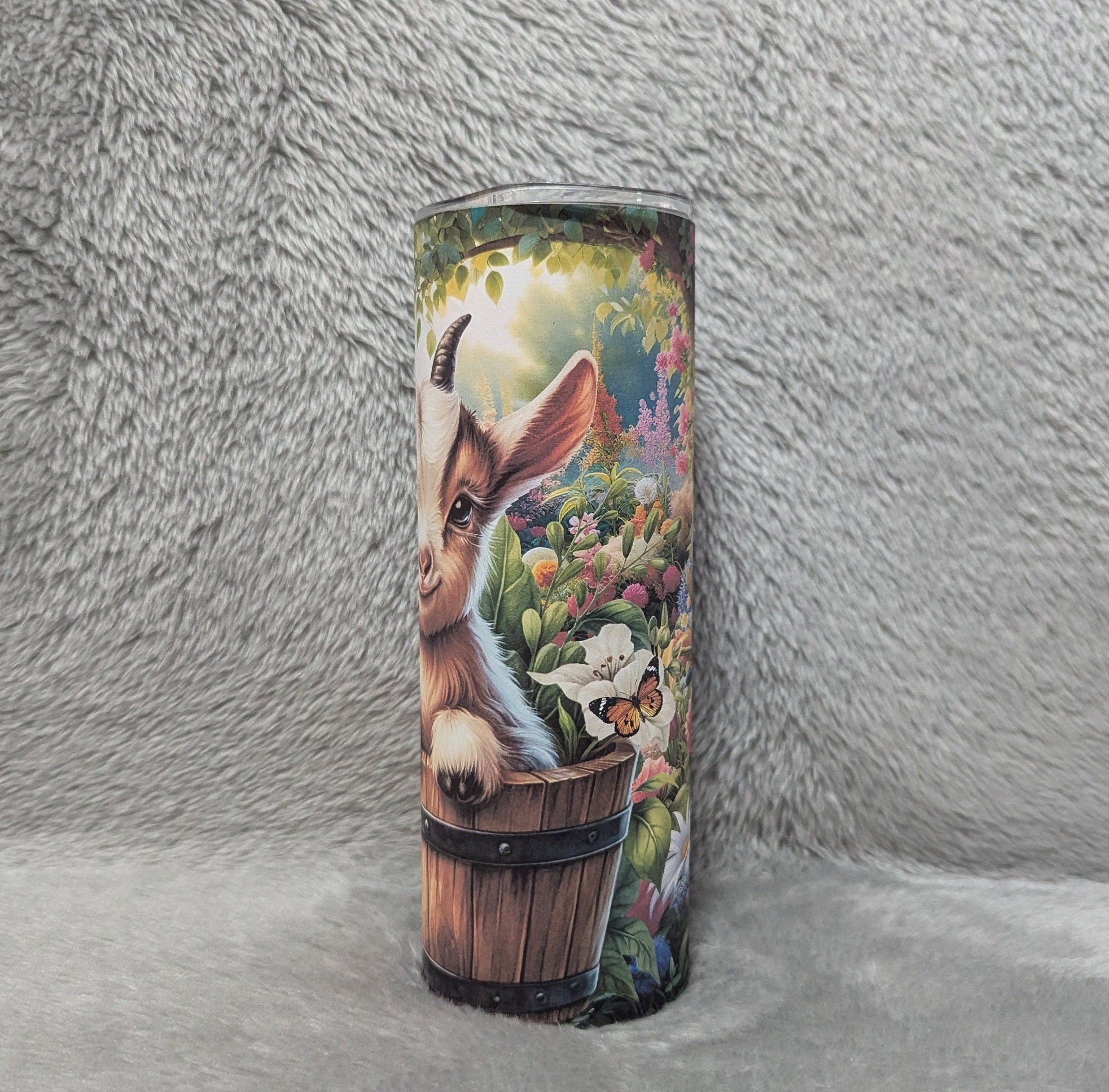 Cute Goat Tumbler 20oz With Reusable Straw, Can Be Personalized