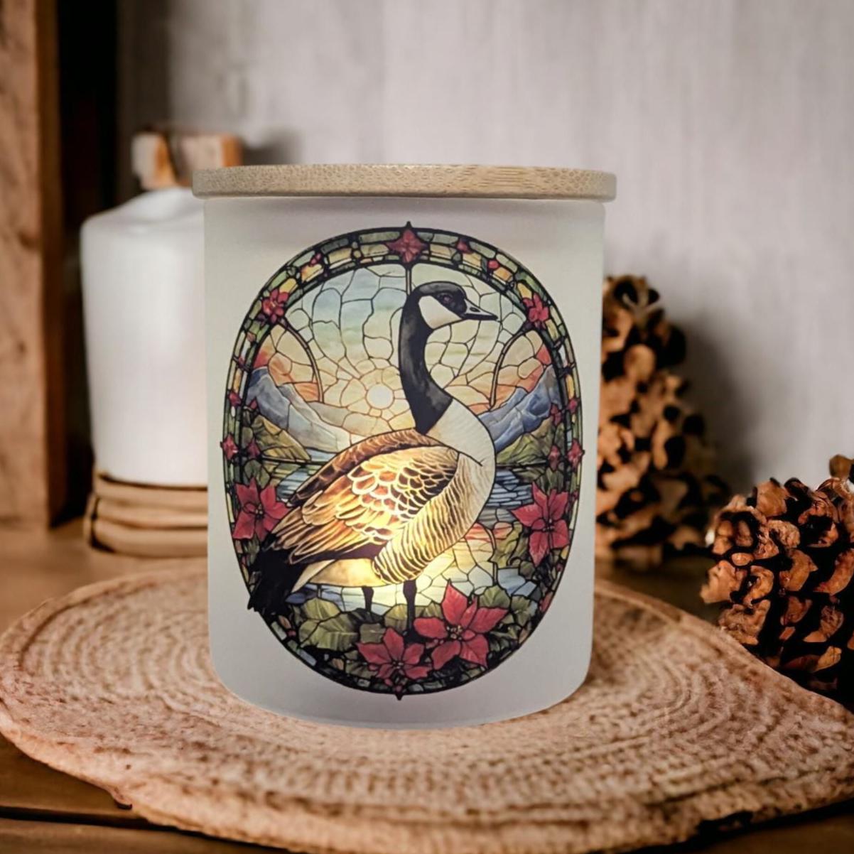Goose Candle Holder With A Battery Operated Flickering Tea Light
