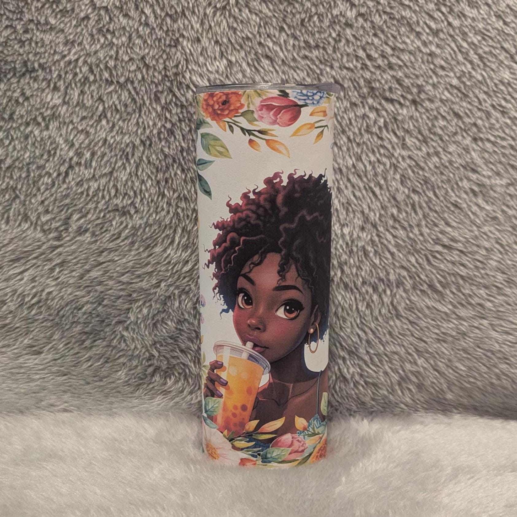 Summer Girl Tumbler 20oz With Reusable Straw, Can Be Personalized