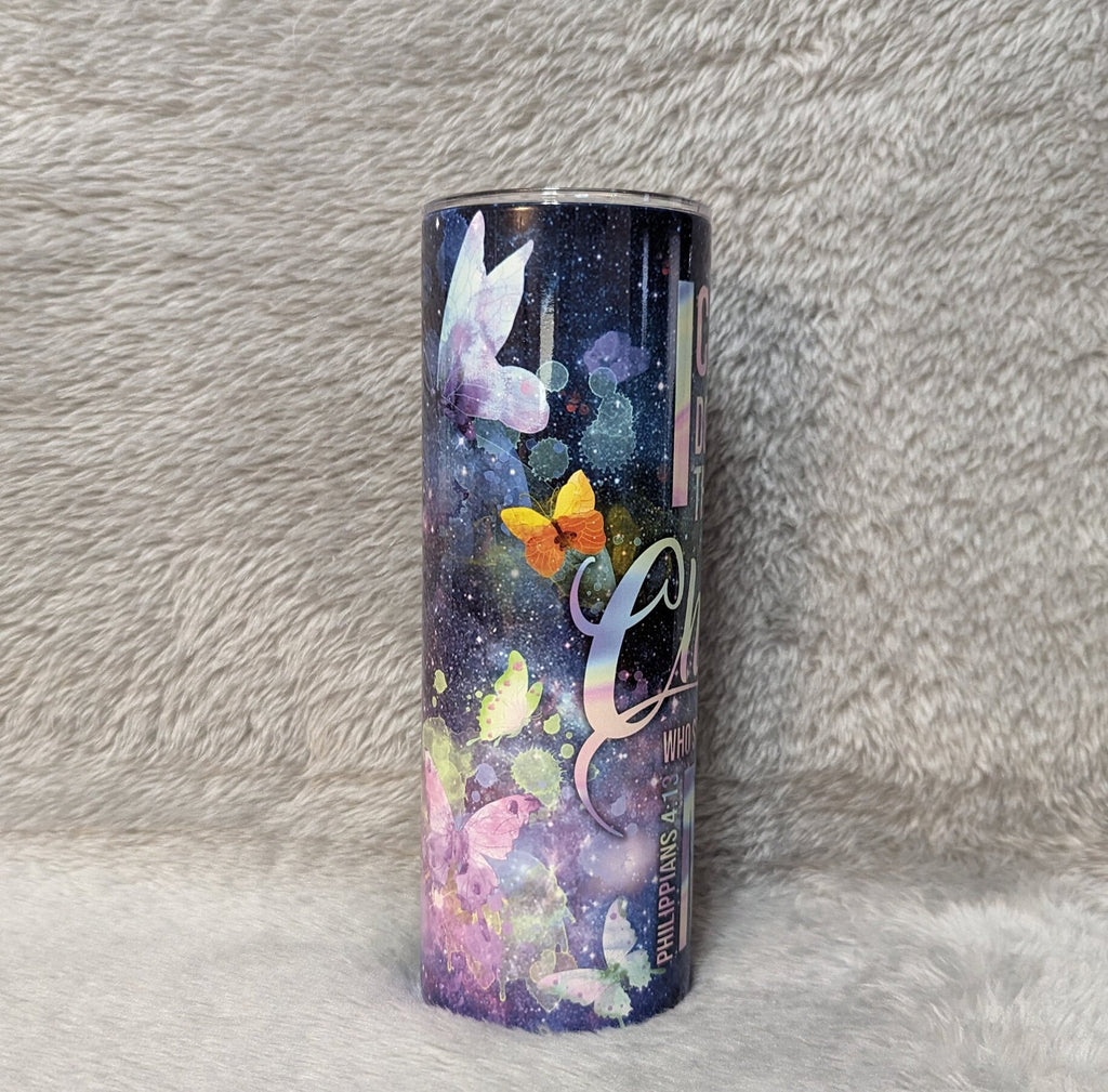 I Can Do All Things Through Christ Who Strengthens Me - Religious Tumbler 20oz With Reusable Straw
