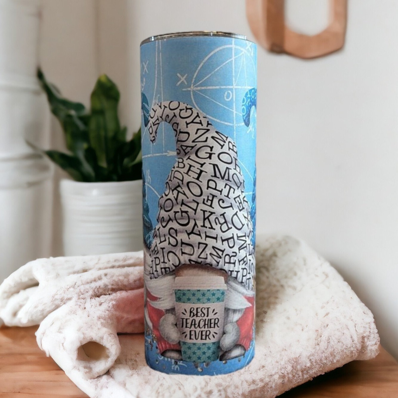 Best Teacher Ever Gnome Tumbler 20oz With Reusable Straw, Can Be Personalized