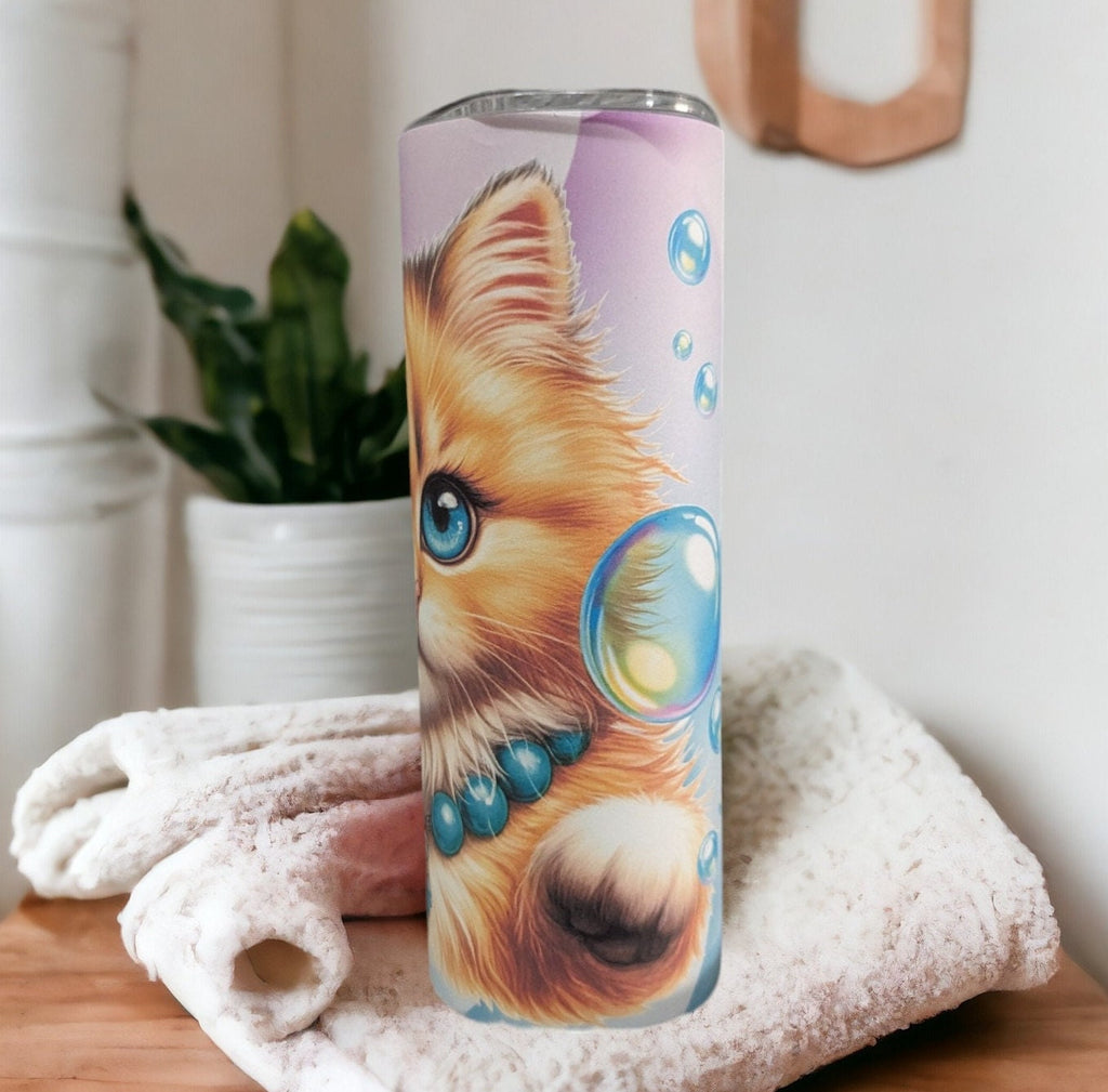 Playful Kitten Tumbler 20oz With Reusable Straw, Can Be Personalized