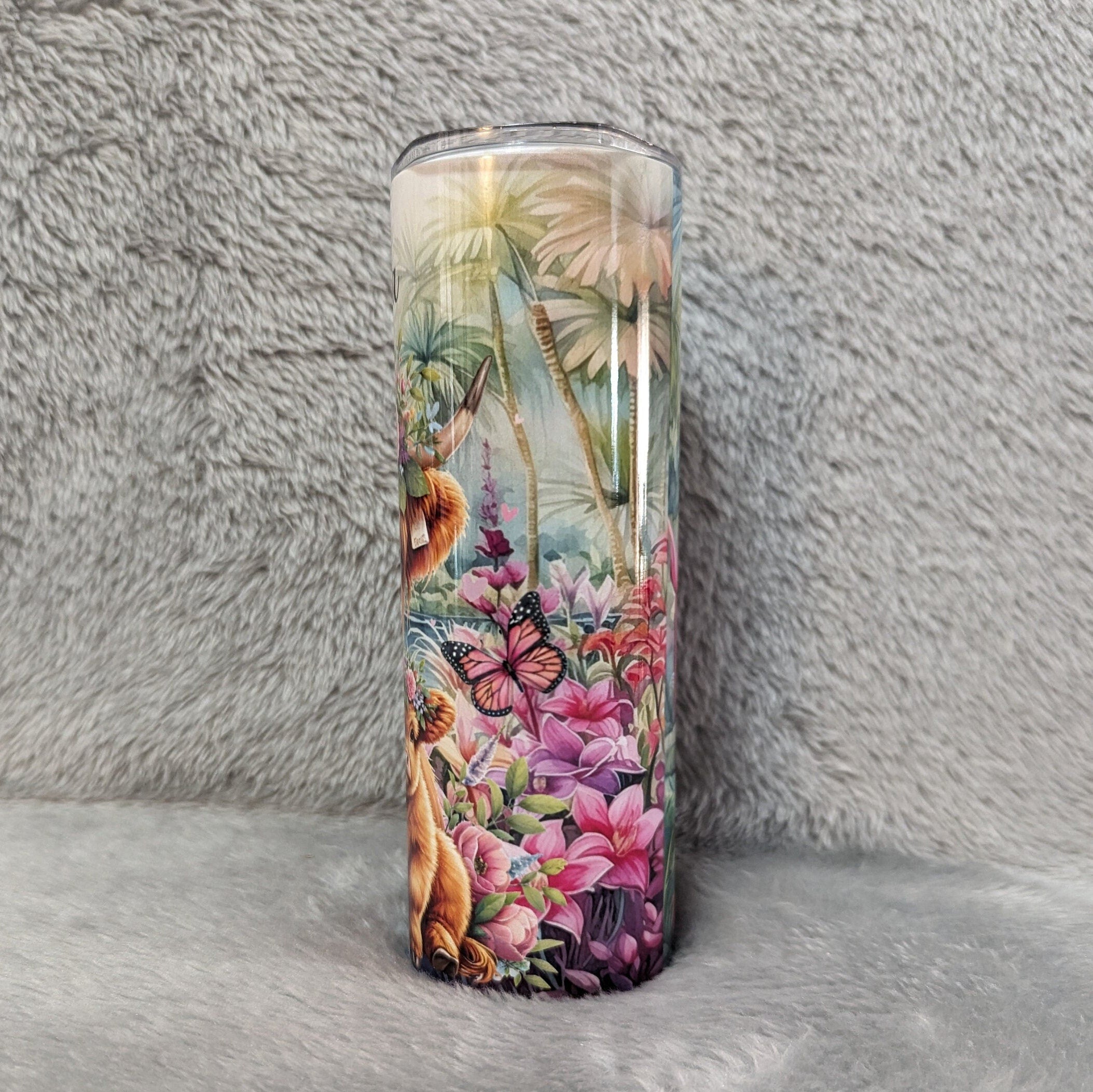 Highland Cow Tumbler 20oz With Reusable Straw, Can Be Personalized