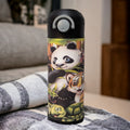 Jungle Animals Water Bottle For Kids 12oz With Reusable Straw, Can Be Personalized