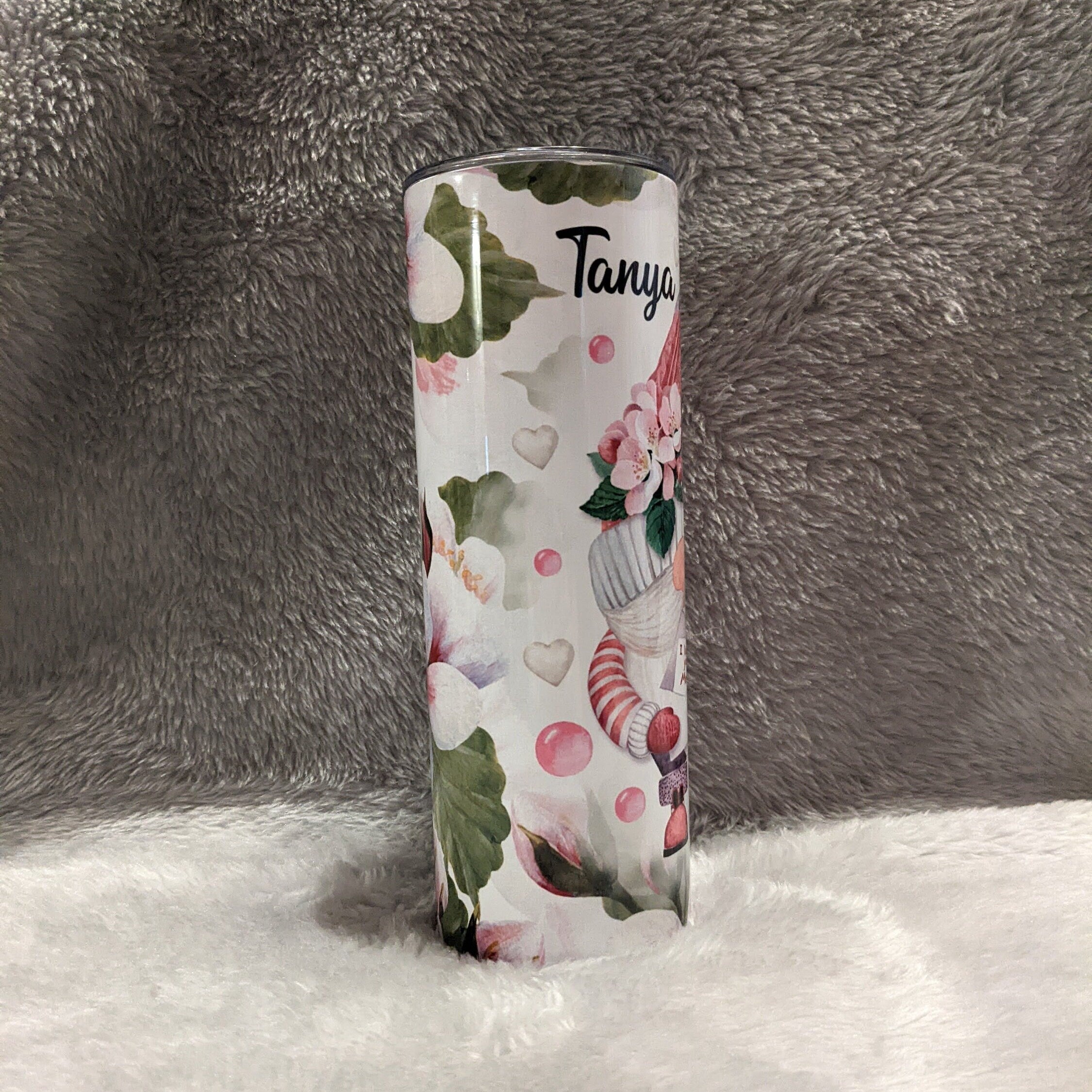 I Love You Mom Gnome Tumbler With A Gnome Holding A letter 20oz With Reusable Straw, Can Be Personalized