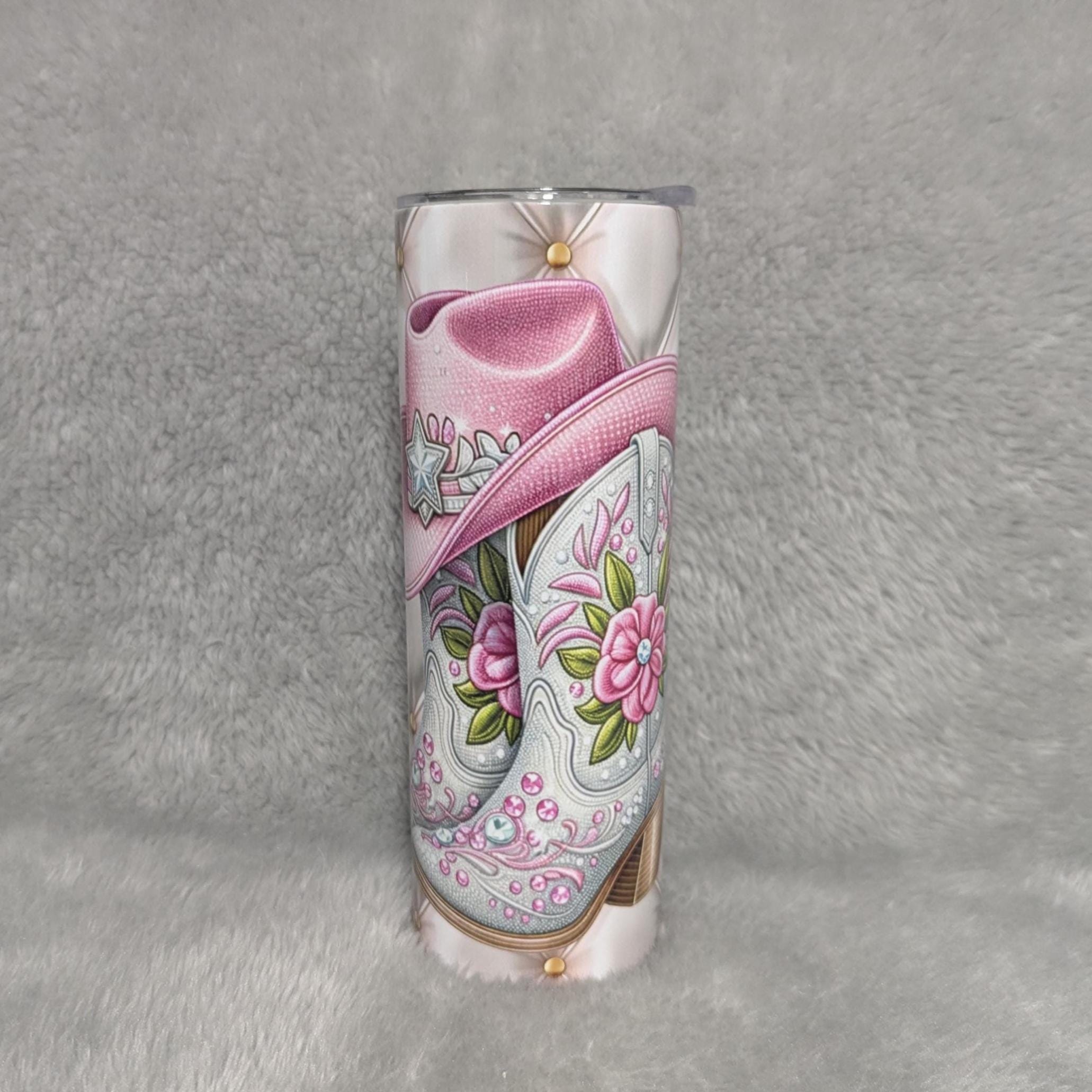 Cowgirl Boots and Bling Tumbler 20oz With Reusable Straw, Can Be Personalized