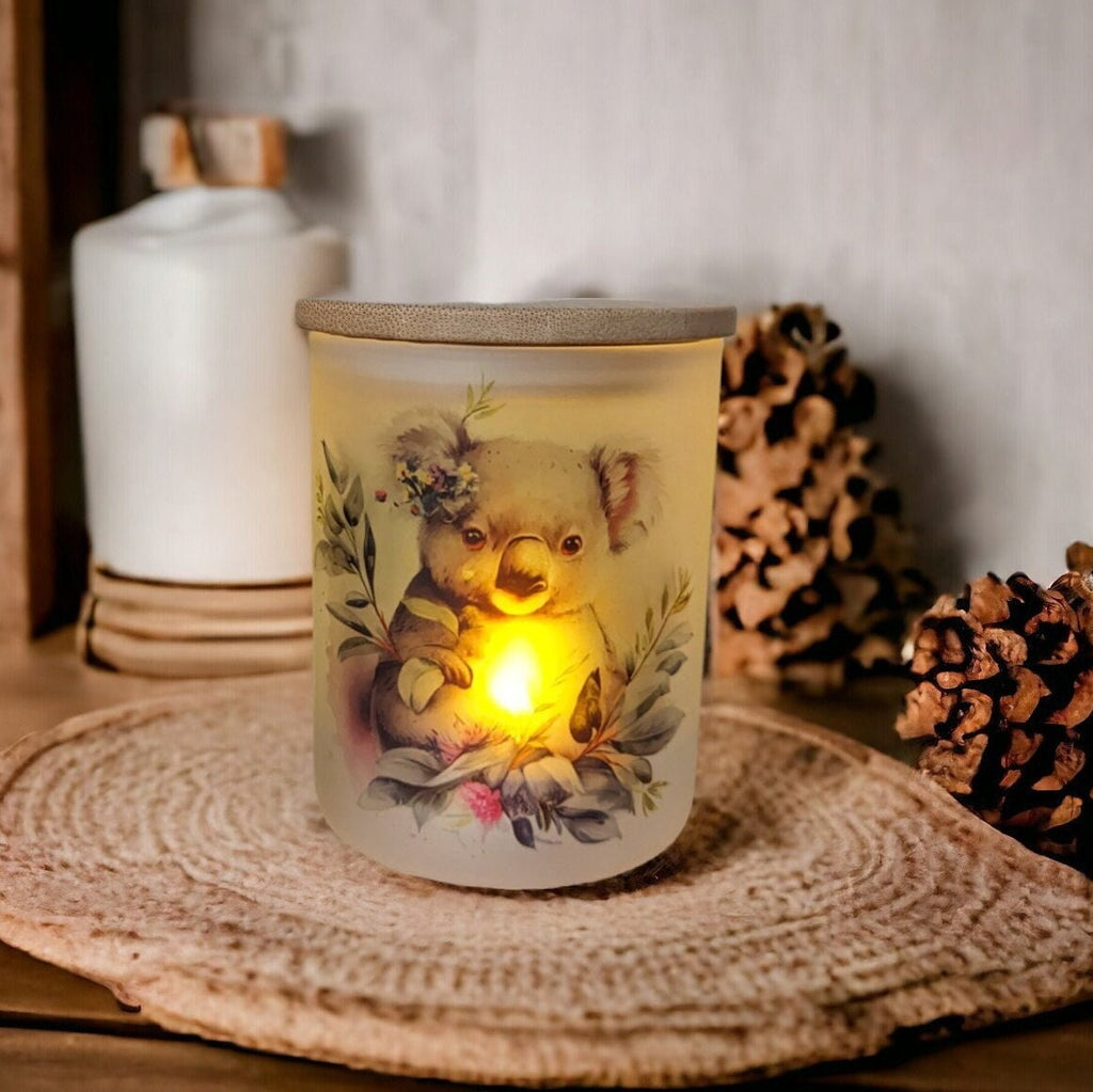 Koala Bear Candle Holder With A Battery Operated Flickering Tea Light