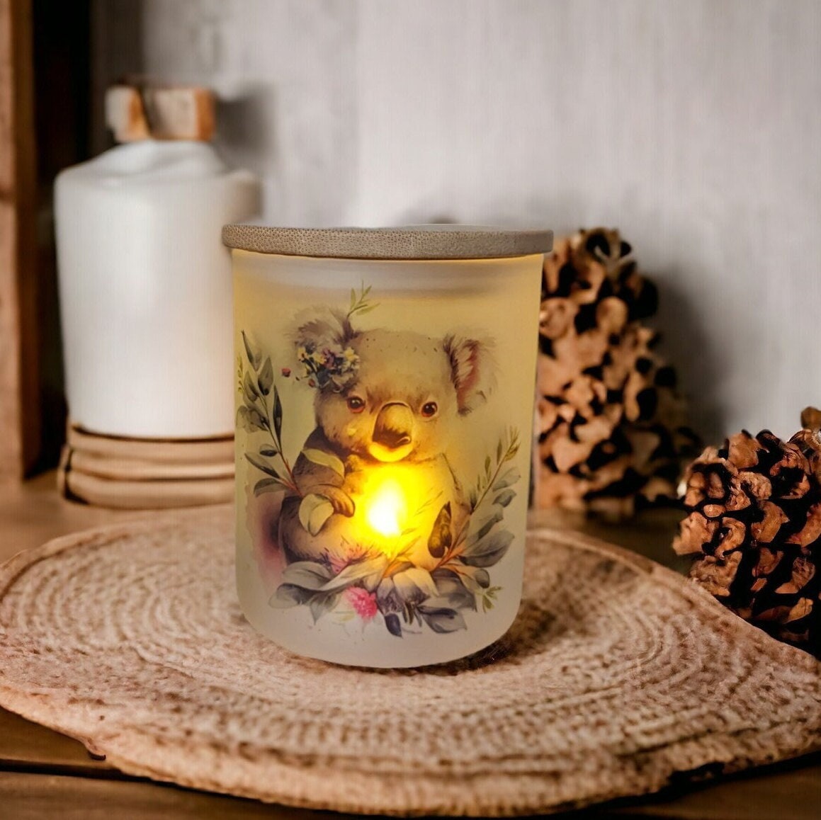 Koala Bear Candle Holder With A Battery Operated Flickering Tea Light