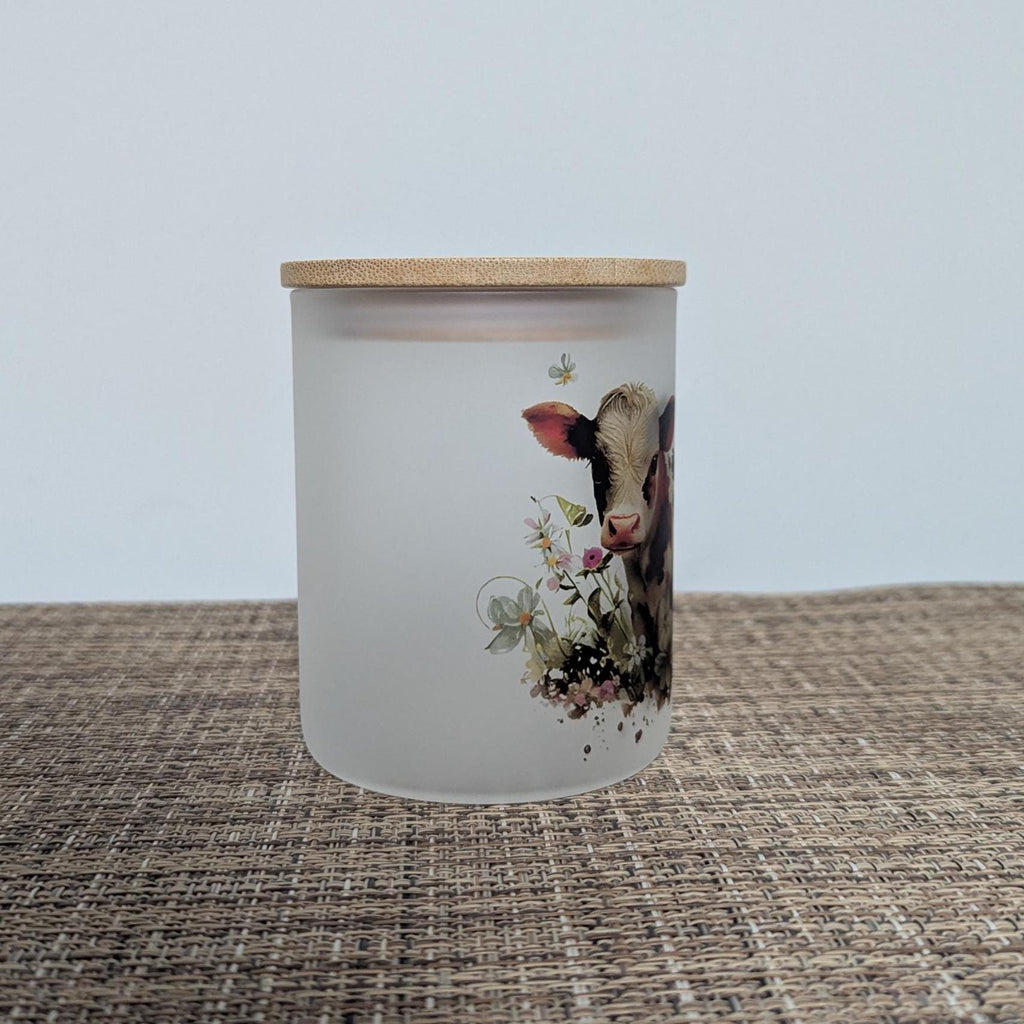 Cow With Flowers Candle Holder With A Battery Operated Flickering Tea Light