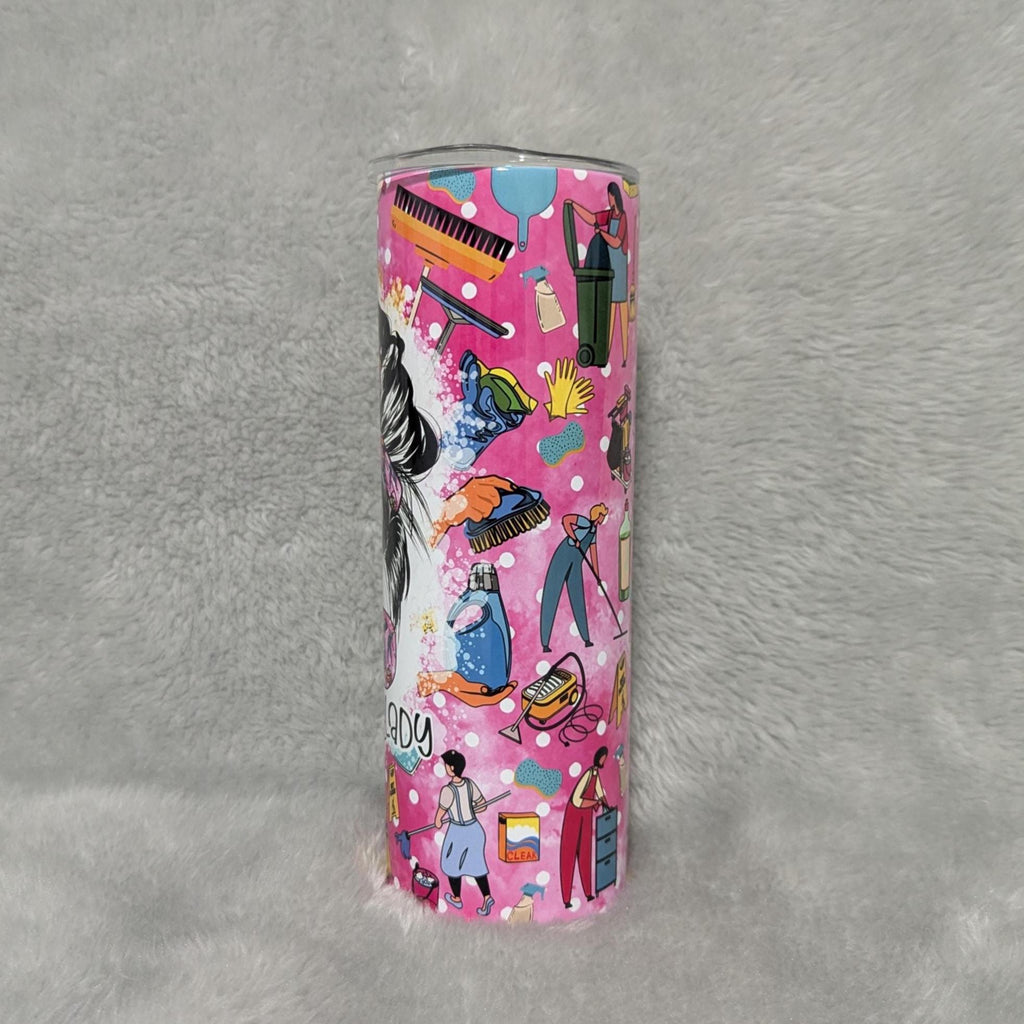 Cleaning Lady Tumbler 20oz With Reusable Straw, Can Be Personalized