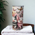 Kids Pig Tumbler 15oz With Reusable Straw, Can Be Personalized