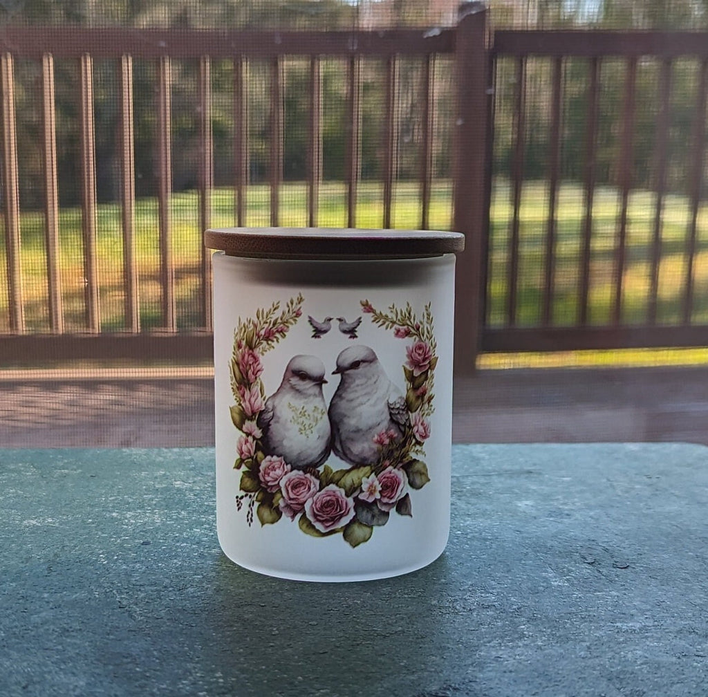 Dove Candle Holder With A Battery Operated Flickering Tea Light and Bamboo Lid