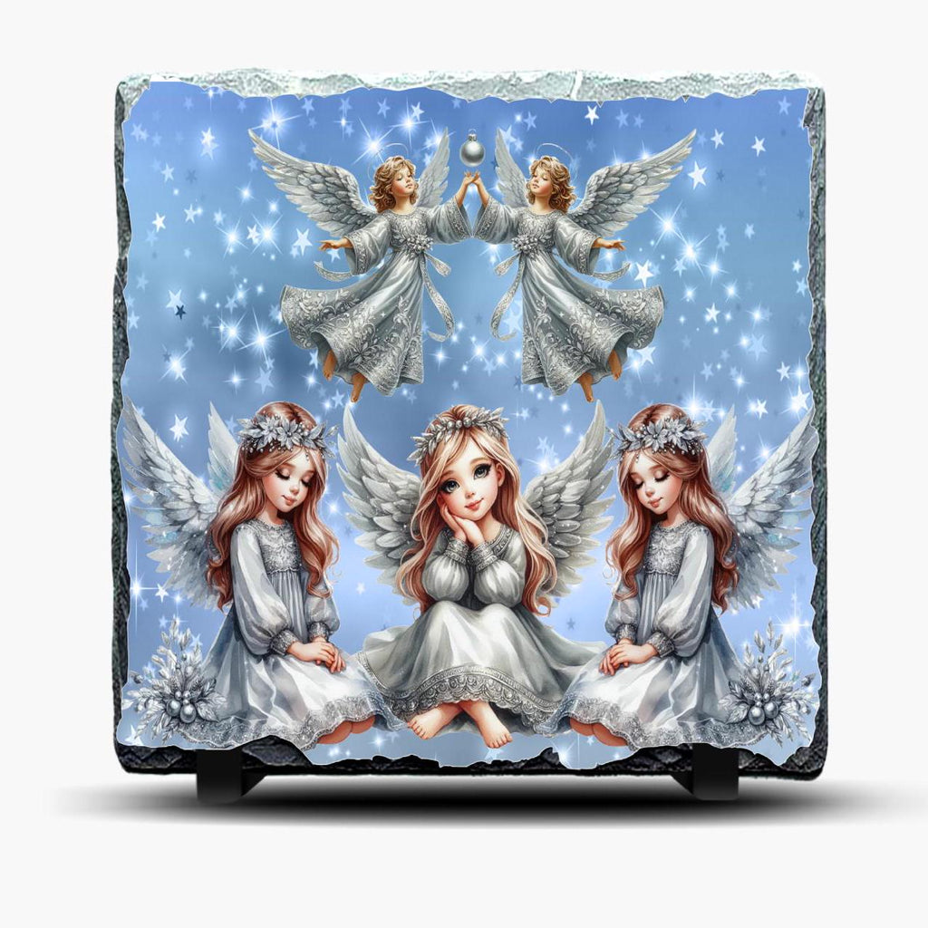 Christmas Angel Slate Picture with Display Legs