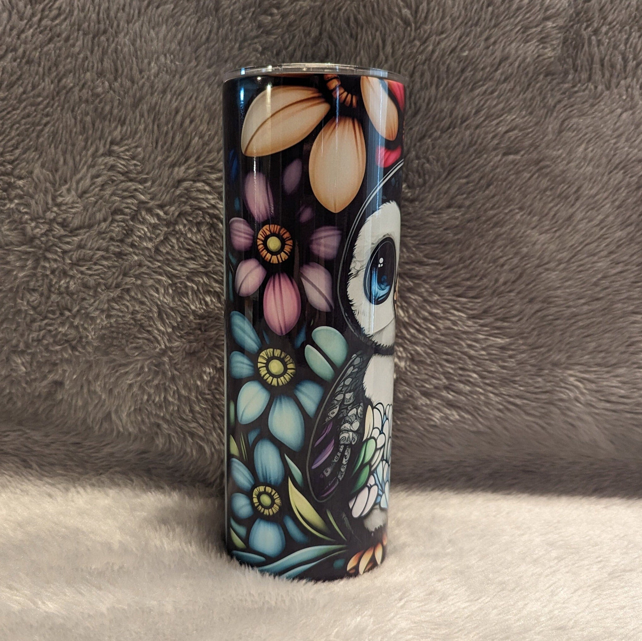 Penguin Tumbler With a Stained Glass Design 20oz With Reusable Straw, Can Be Personalized