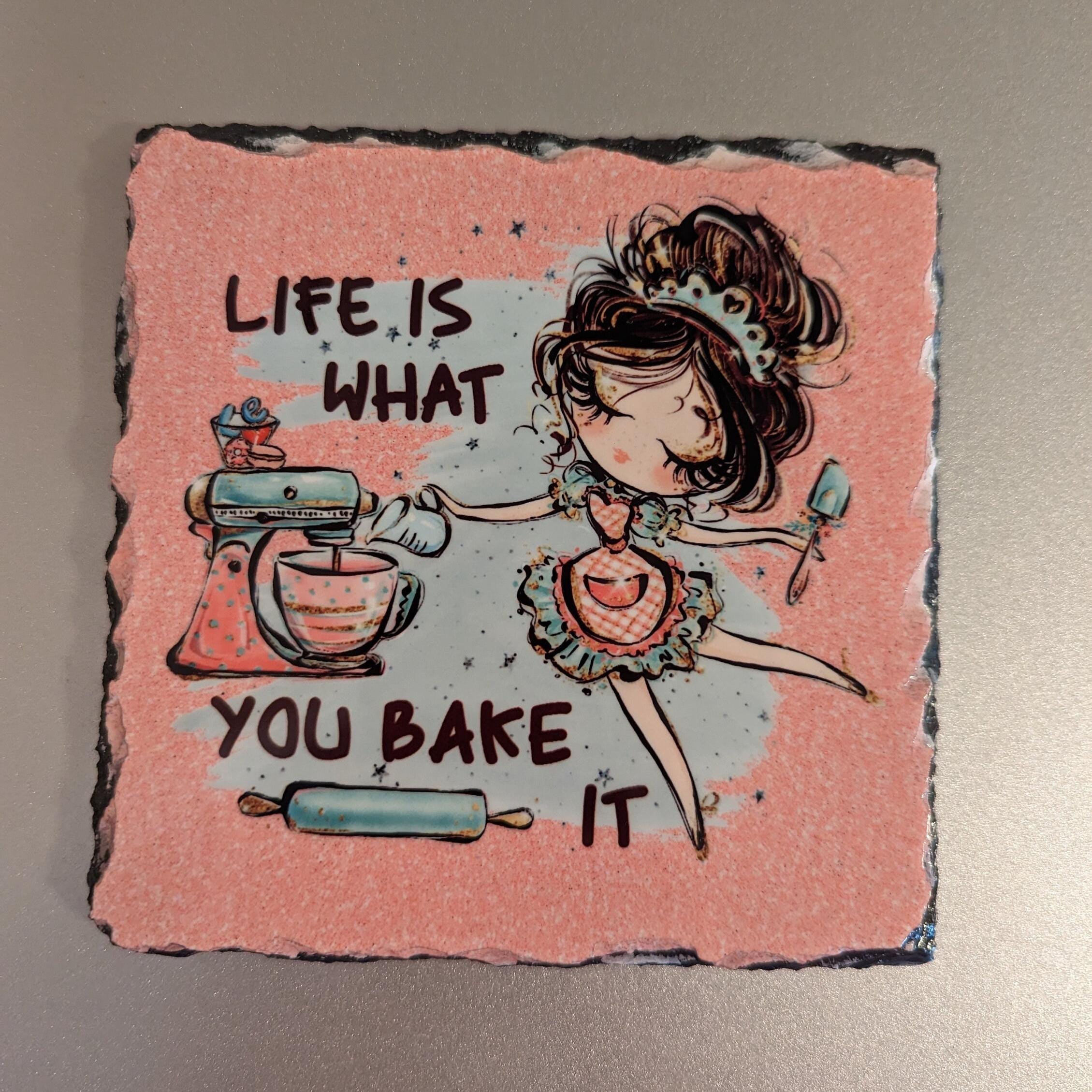 Love Is What You Bake It Girl Slate Picture With Display Legs
