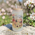 Sweet Summer Frosted Glass with Bamboo Lid & Reusable Straw