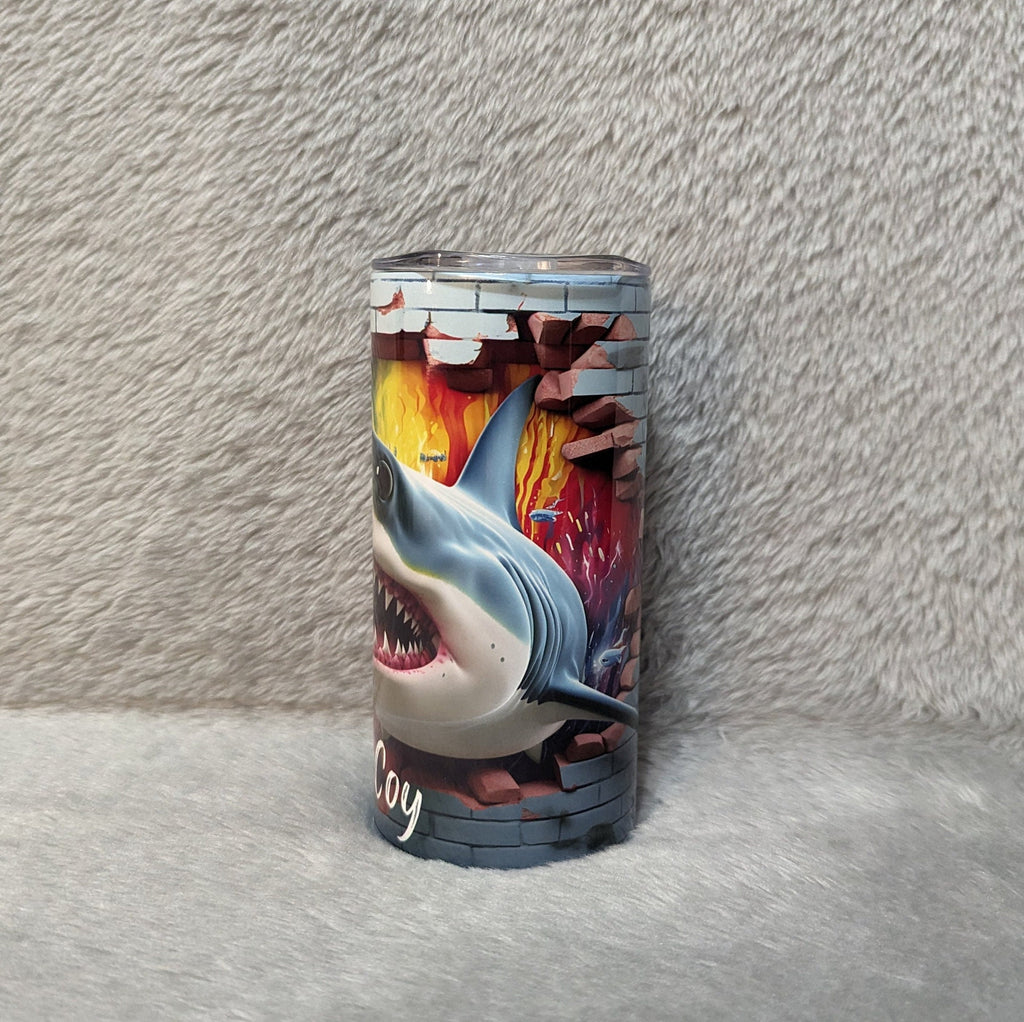 Kids Shark Tumbler 15oz With Reusable Straw, Can Be Personalized