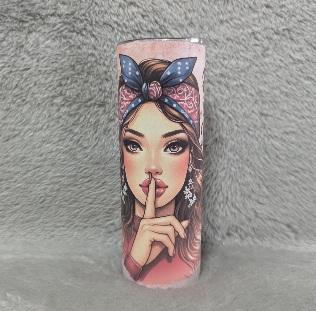 Keep It Cute Keep It Mute Girl Tumbler 20oz With Reusable Straw, Can Be Personalized