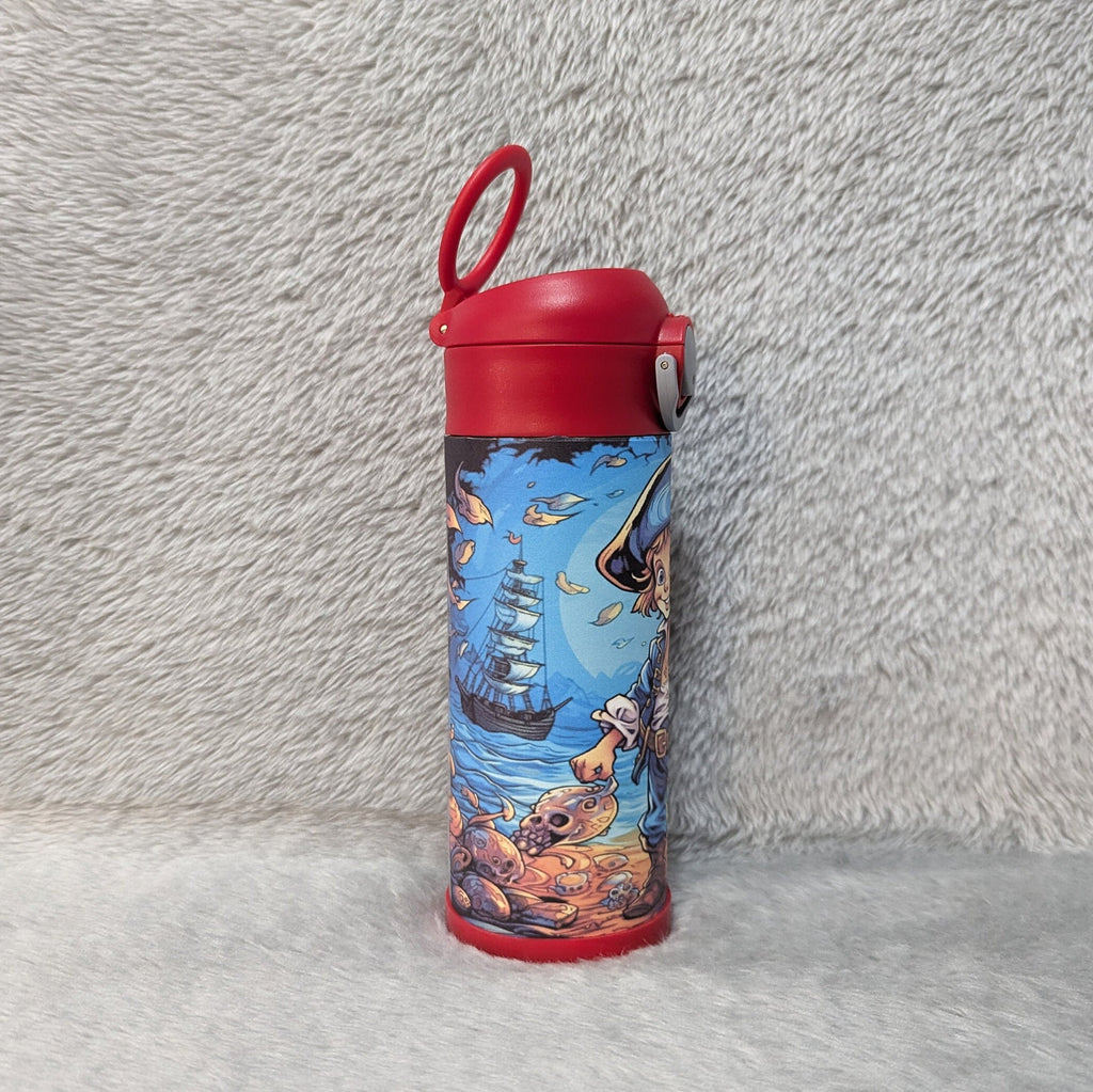 Kids Pirate Water Bottle 12oz With Reusable Straw Can Be Personalized